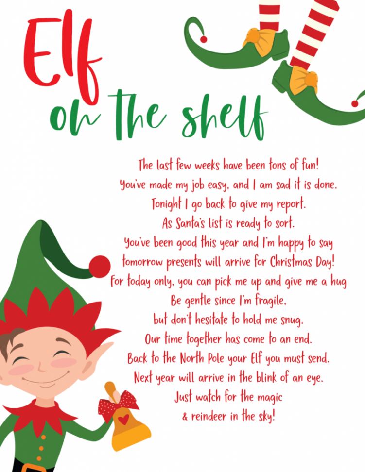 Printable Elf On The Shelf Goodbye Letter