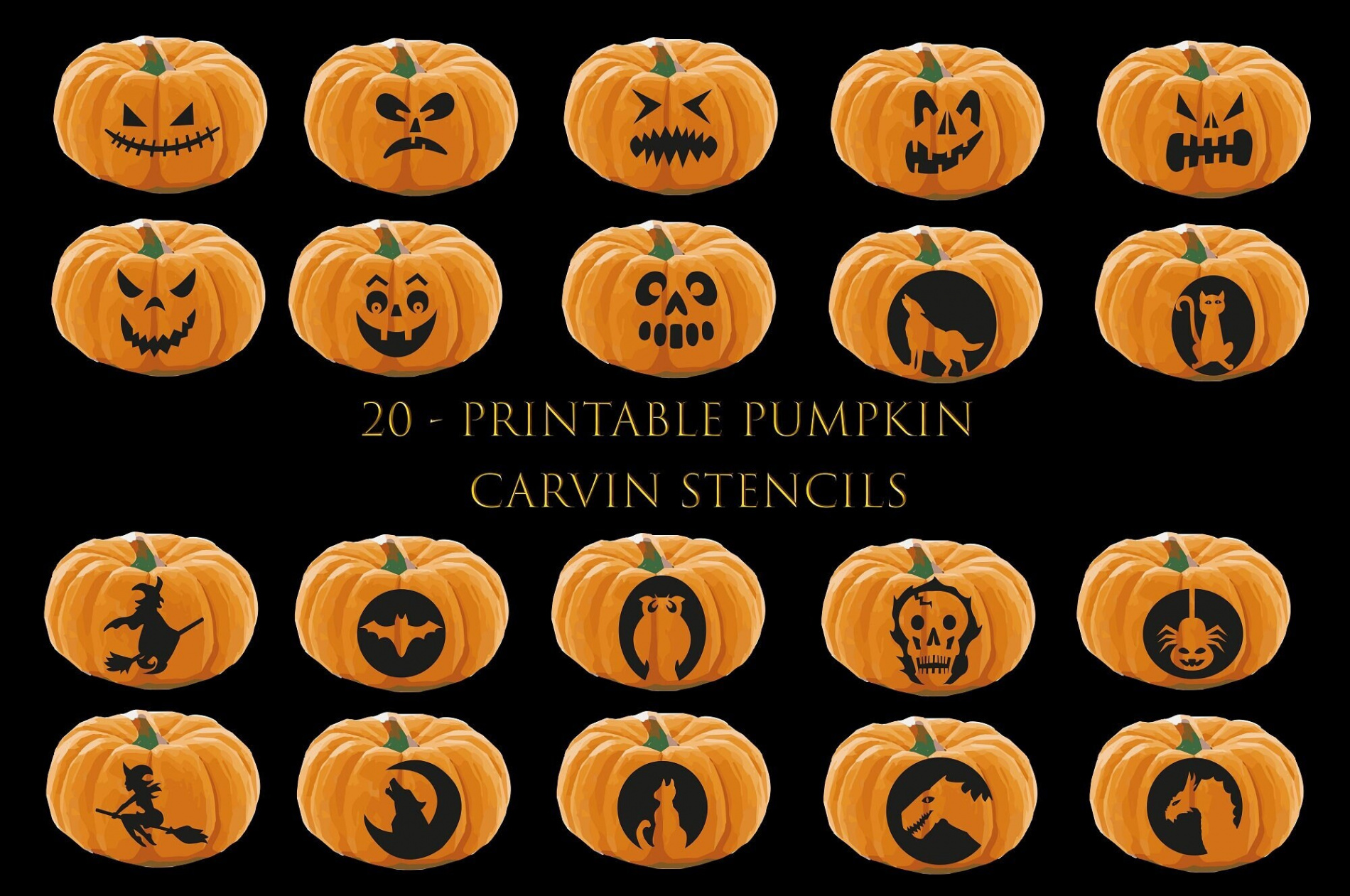 Printable Halloween Pumpkin Carving Stencils Jack O Lantern