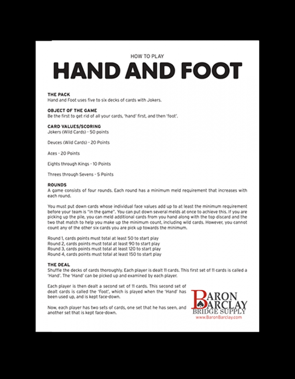 Printable Hand and Foot Rules - Baron Barclay Bridge Supply