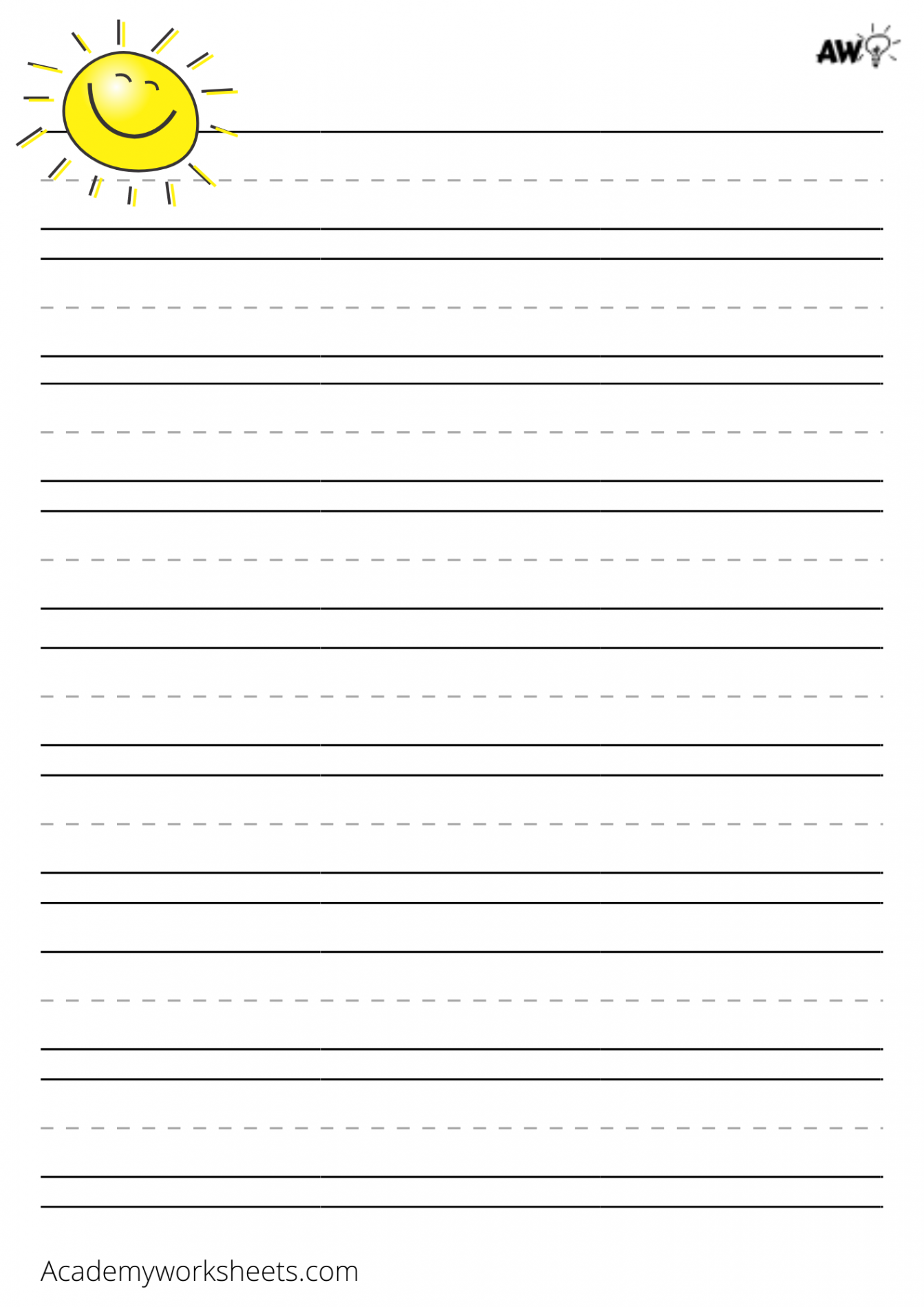 Printable Lined Paper for Kids - Academy Worksheets