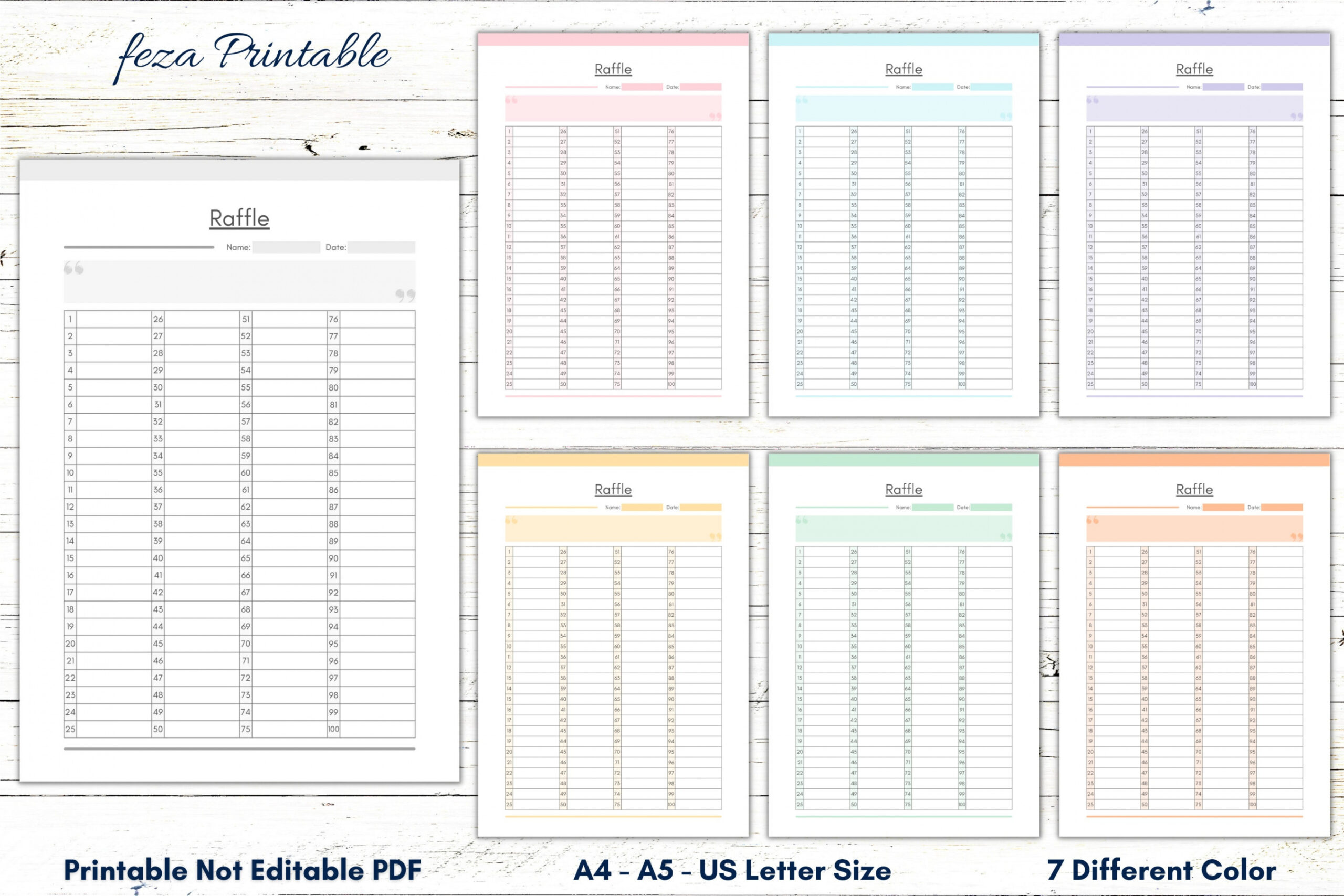 Raffle List Printable Template Blank List Numbered Raffle - Etsy