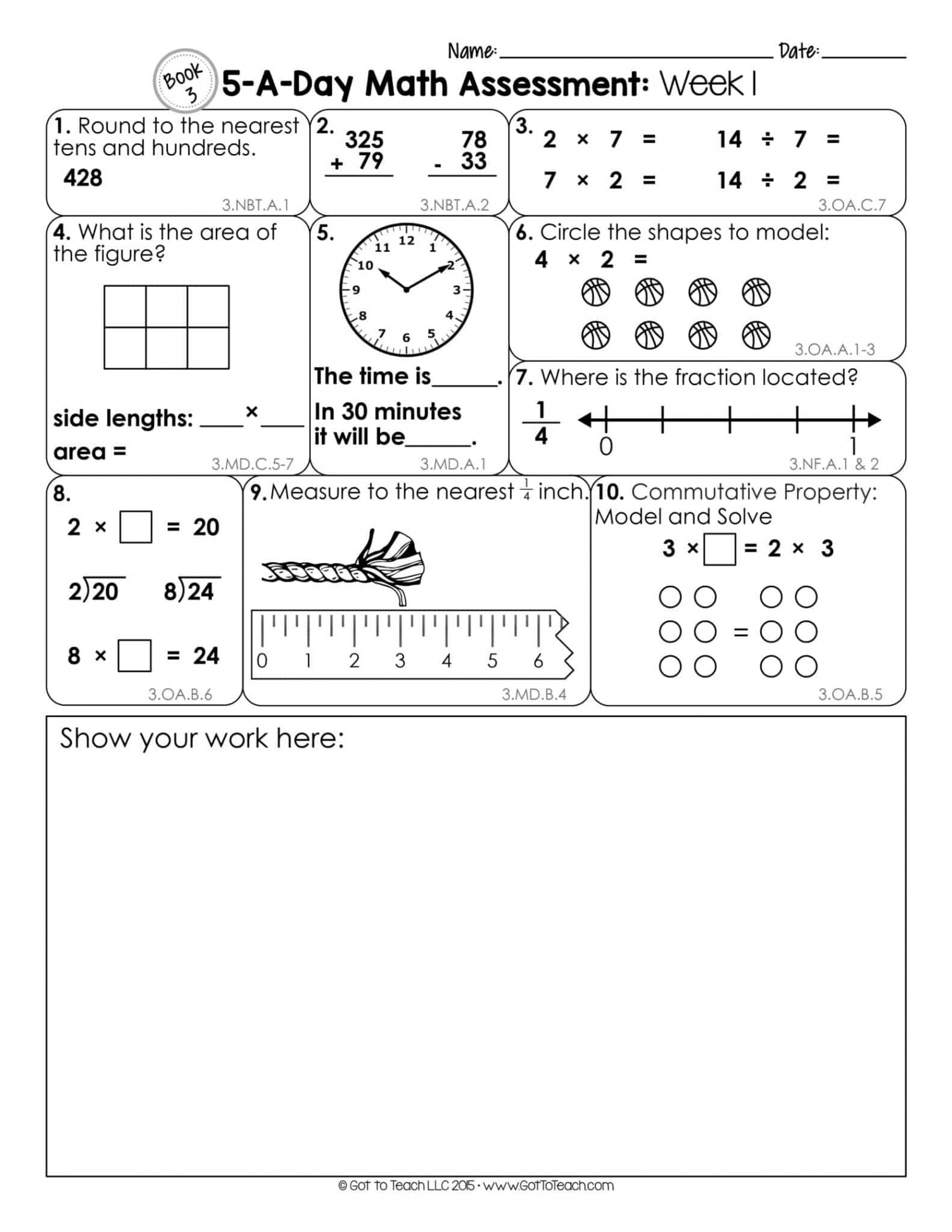 rd Grade Weekly Math Assessments