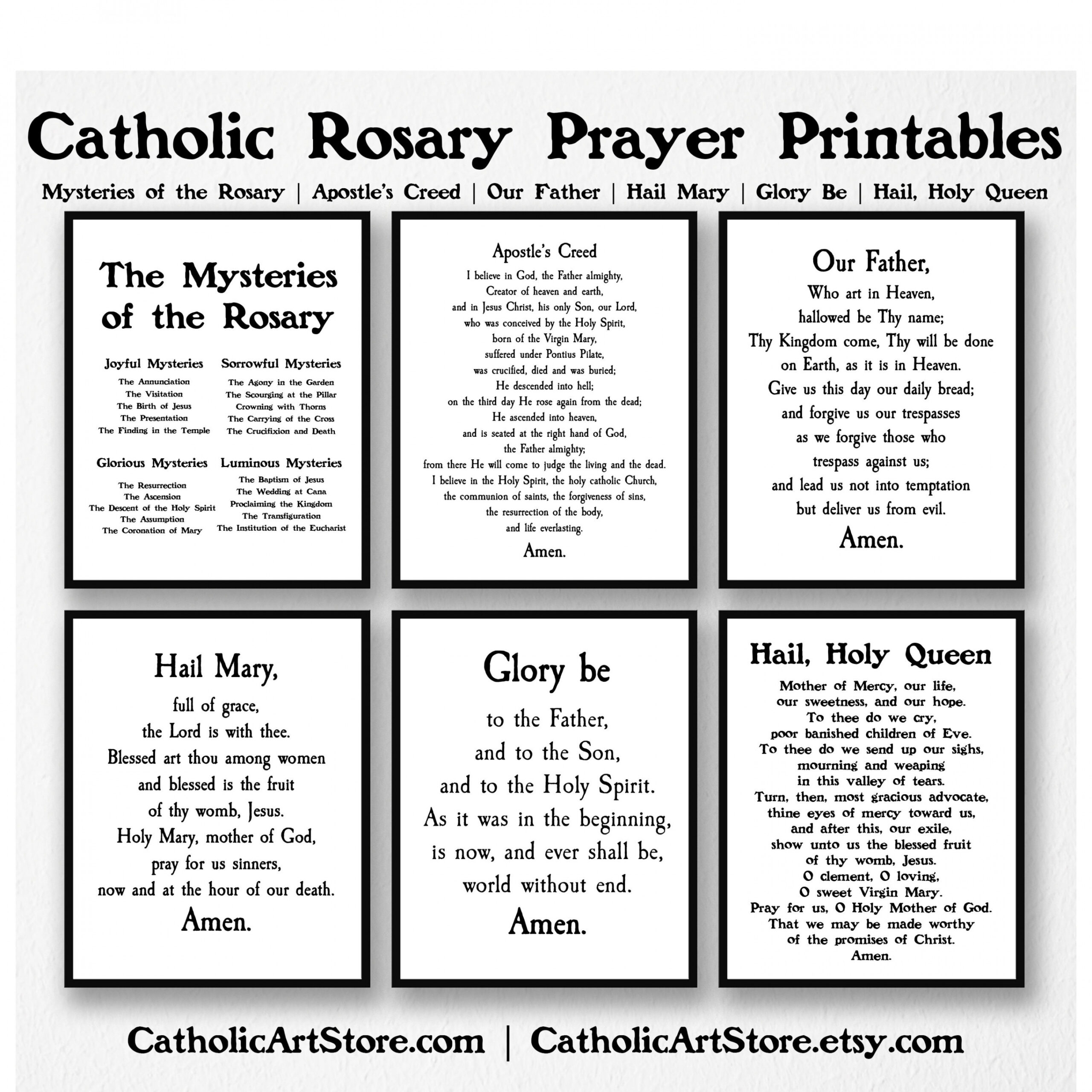 Rosary Printable Prayer Set  Prayer Set Mysteries of the - Etsy