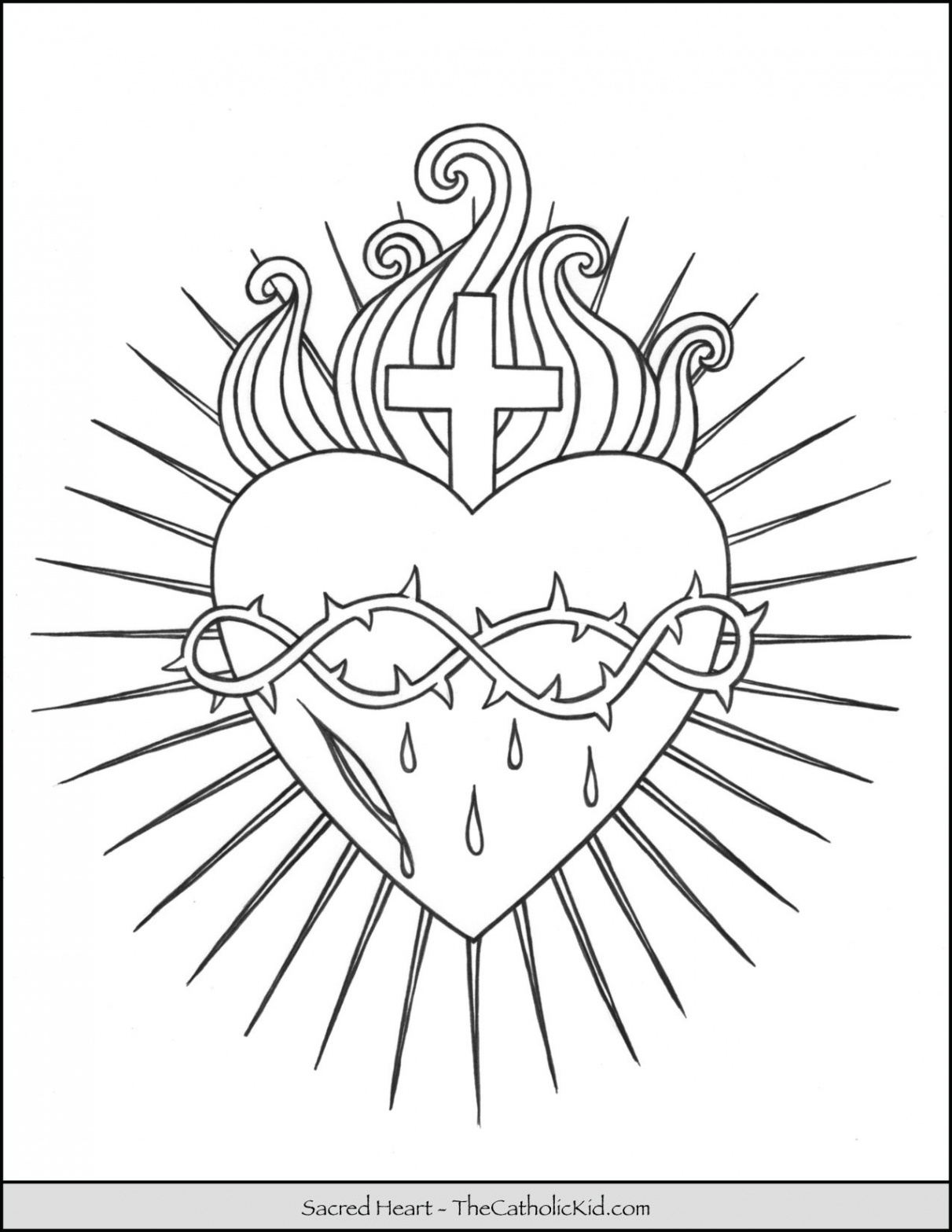 Sacred Heart Coloring Page - TheCatholicKid