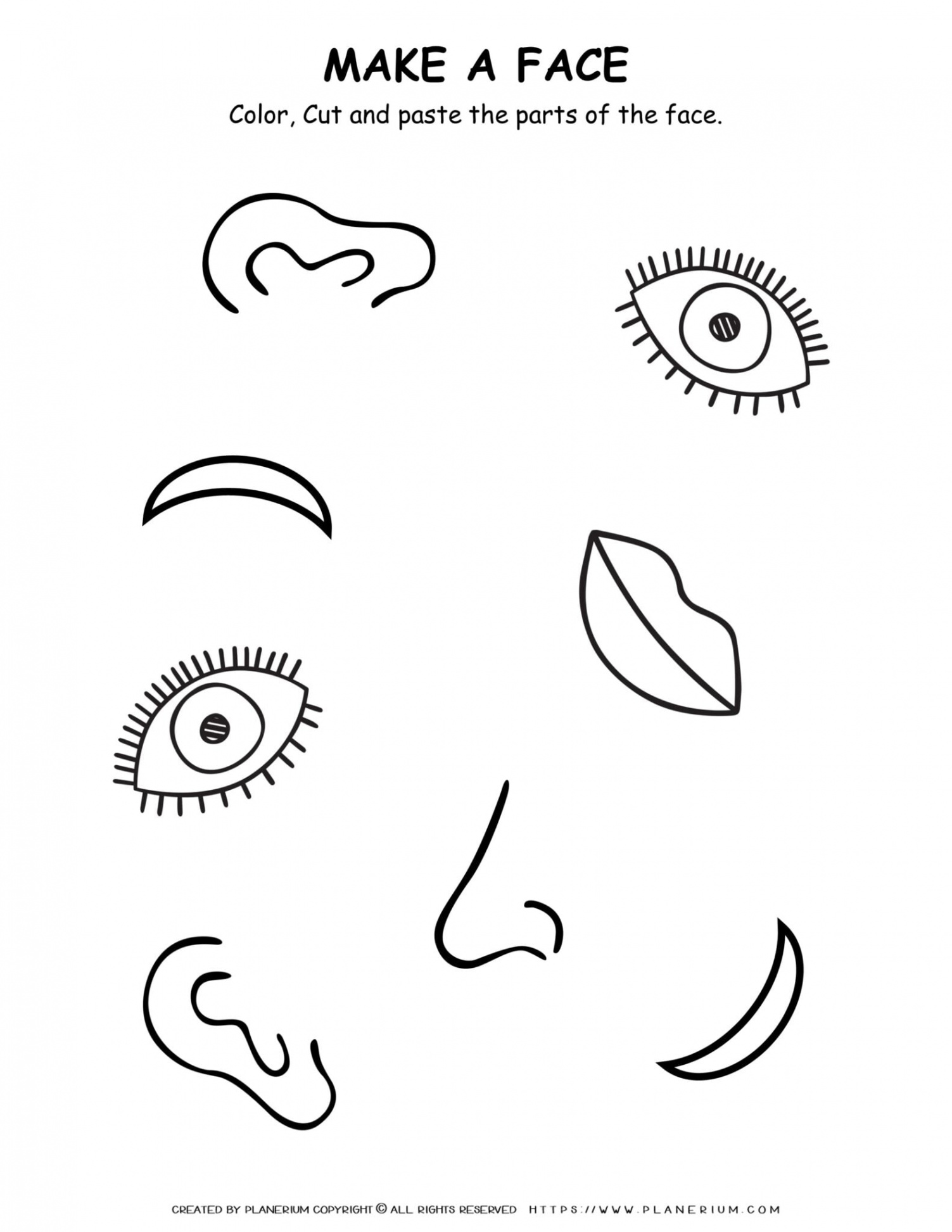 Science Worksheet - Face Parts  Planerium