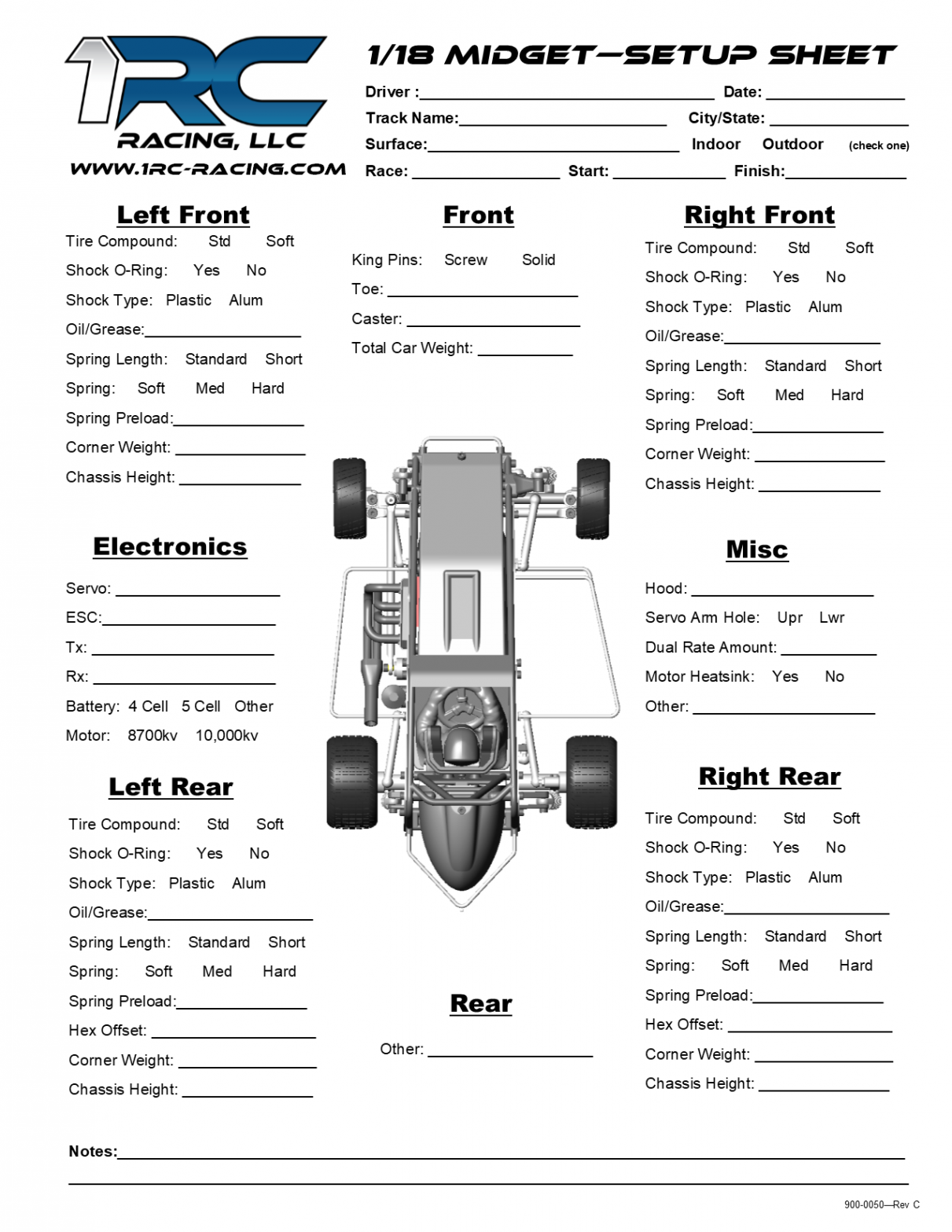 Setup Sheets