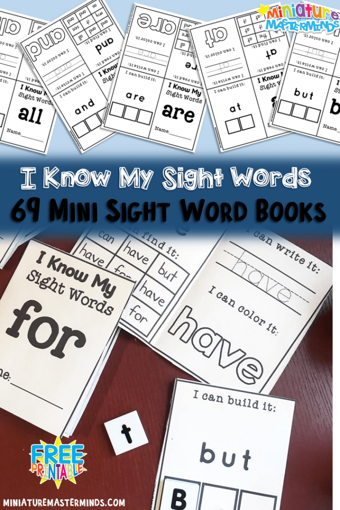 Sight Word Practice For Kindergarten and First Grade Mini Books