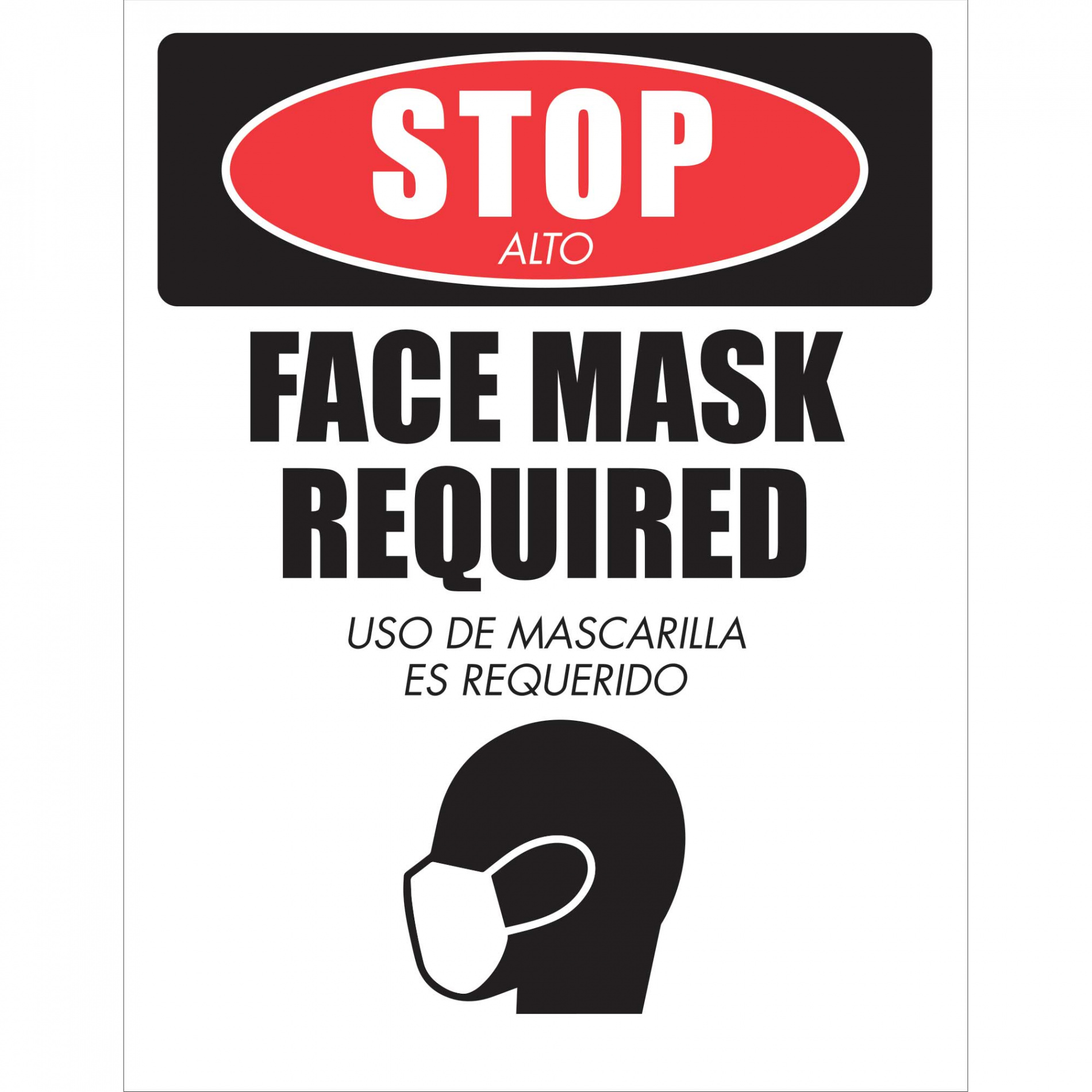 "Stop Face Mask Required" (English/Spanish) Poster