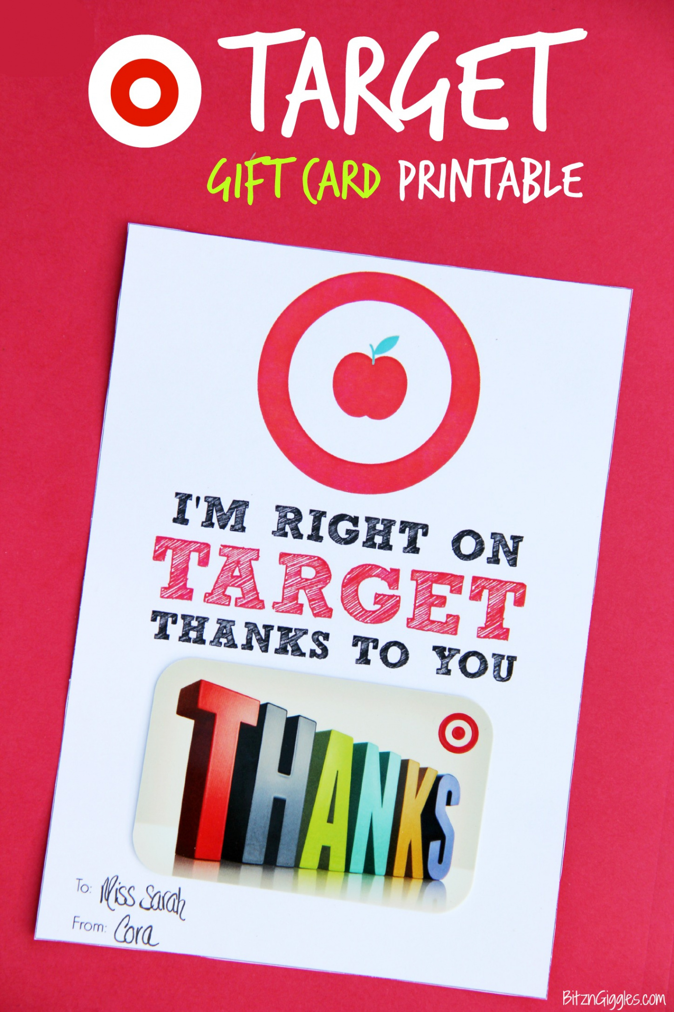 Target Gift Card Printable - Teacher Appreciation - Bitz & Giggles