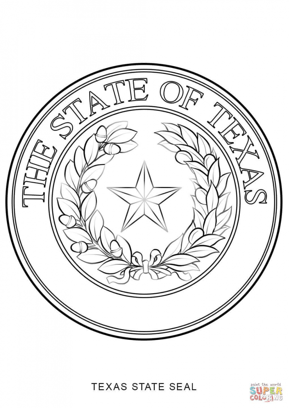 Texas State Seal  Flag coloring pages, State symbols, Texas state