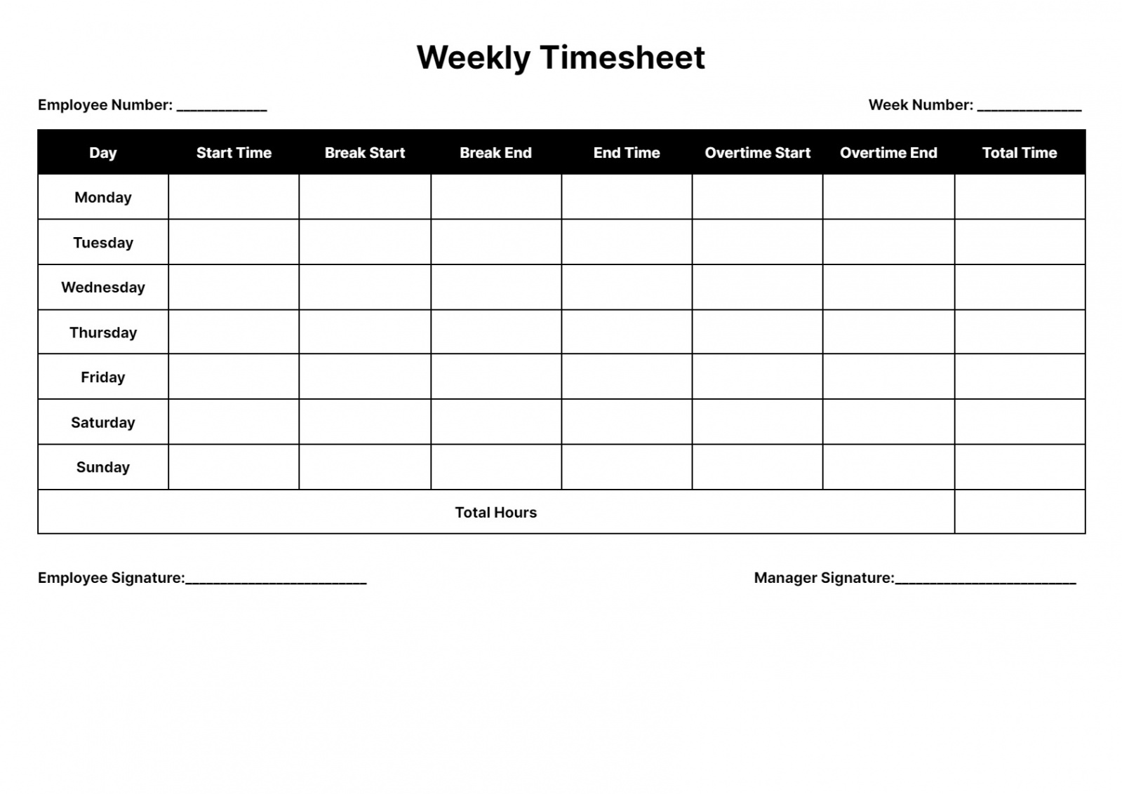 Timesheet Templates: Download & Print for Free!