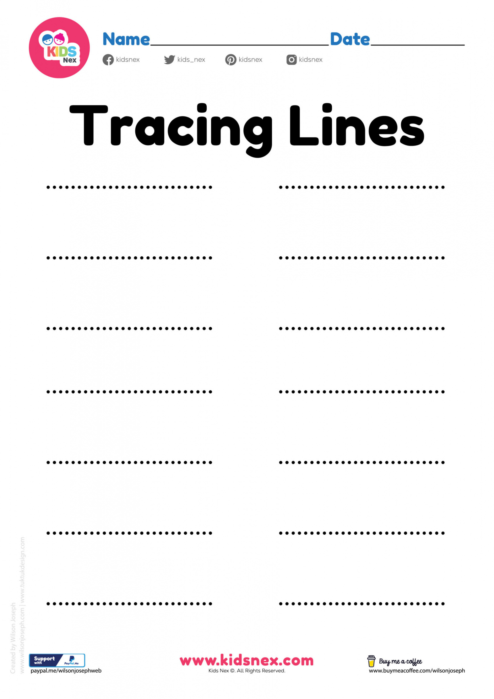 Tracing Lines Worksheet - Free Printable PDF