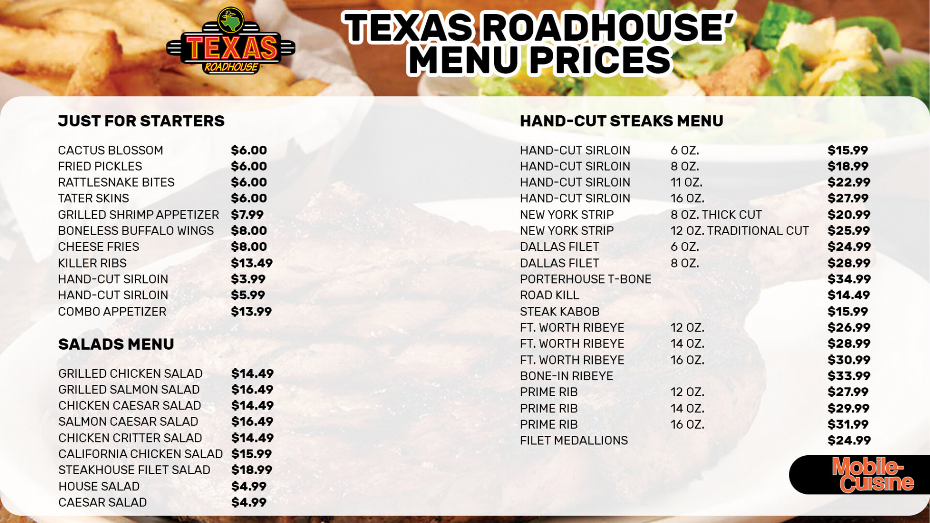 Updated Texas Roadhouse Menu Prices + New Discounts ()