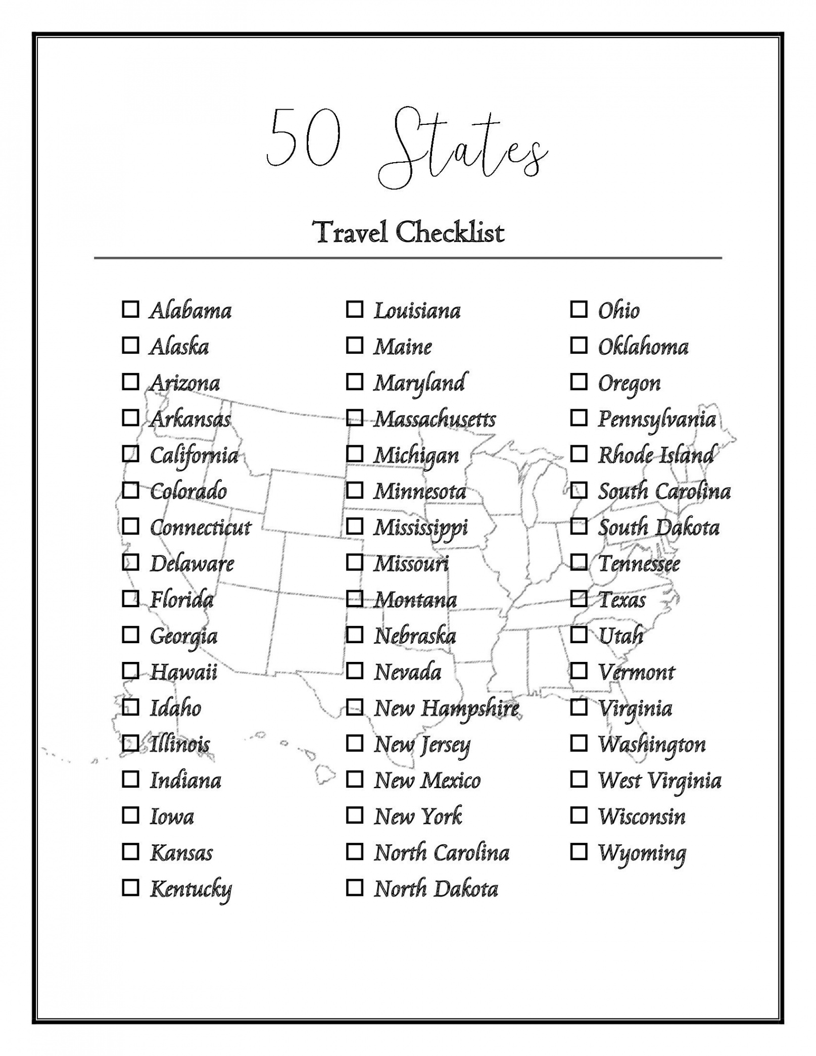 US States Checklist