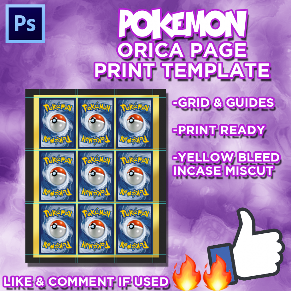 A Page Orica Print Template Pokemon Cards PSD by verion on