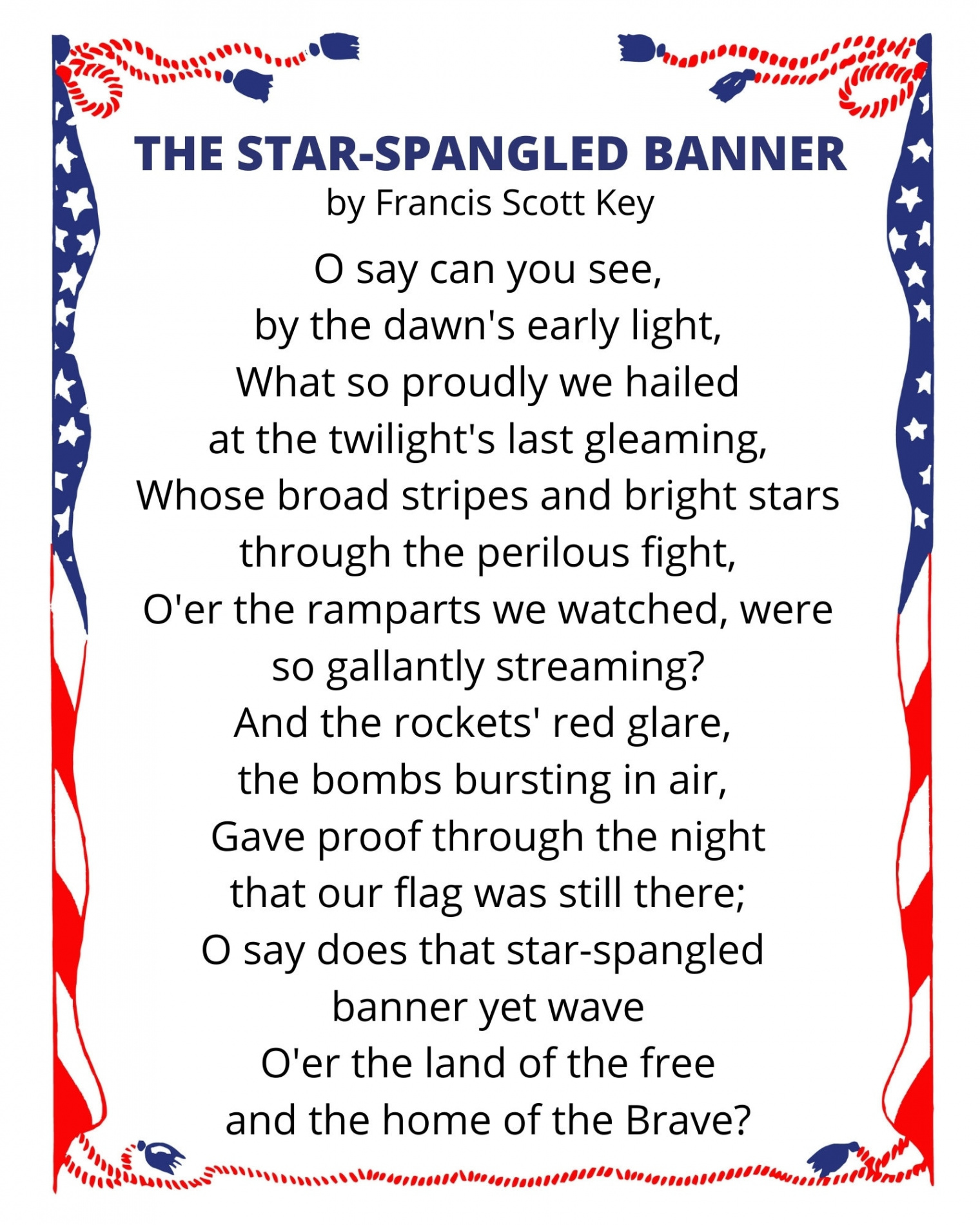 Art Print STAR-SPANGLED BANNER Wall Art x inch Print - Etsy