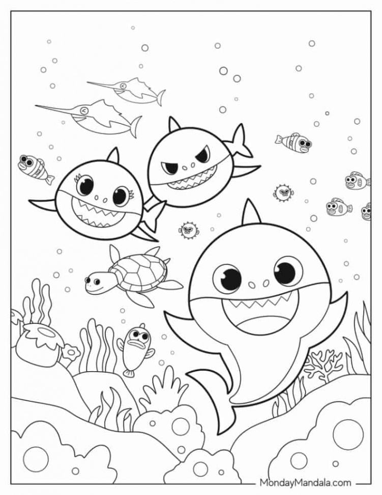 Baby Shark Coloring Pages (Free PDF Printables)