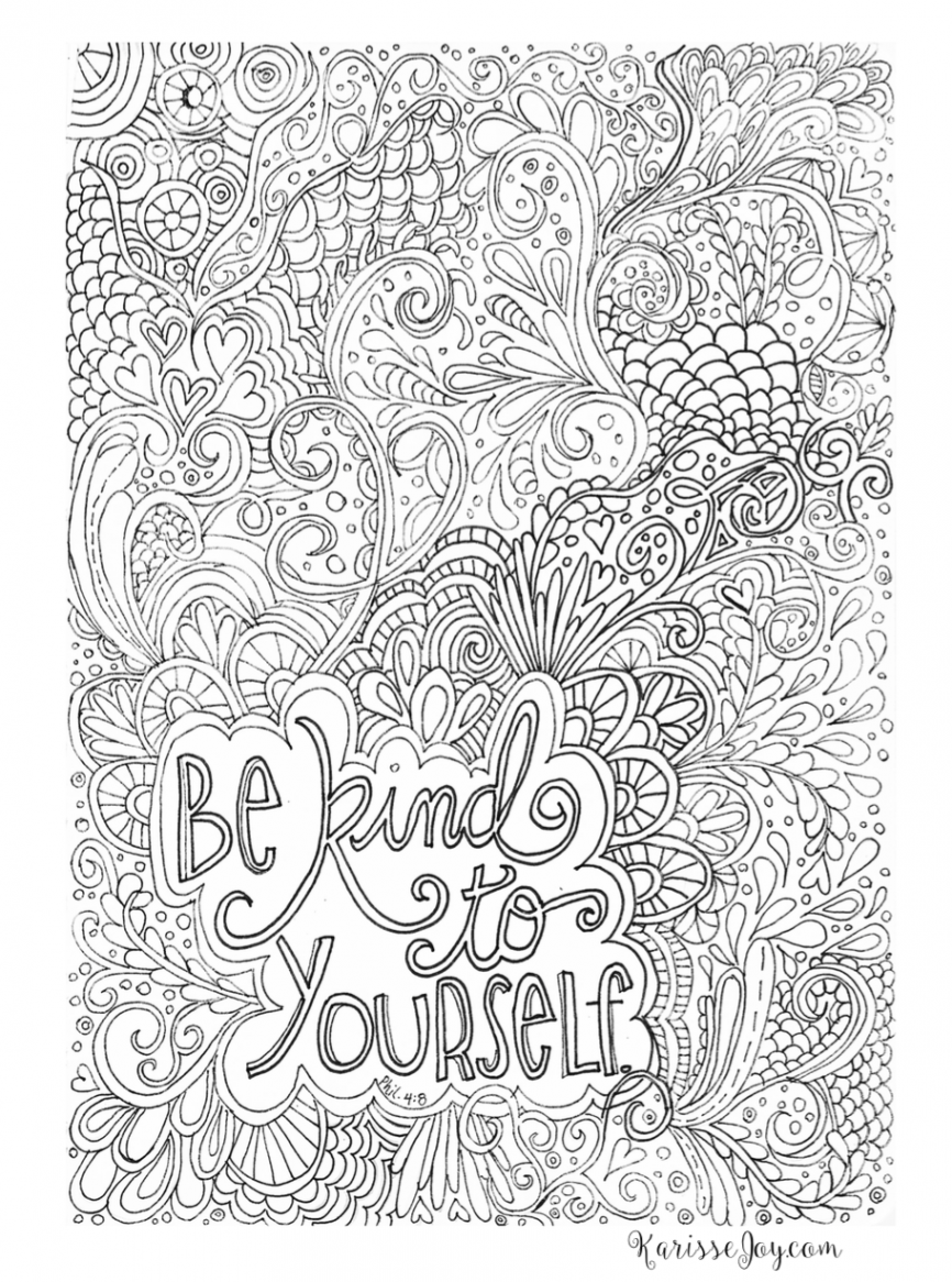 Be Kind to Yourself" Coloring Page! Free! » Karisse Joy  Coloring