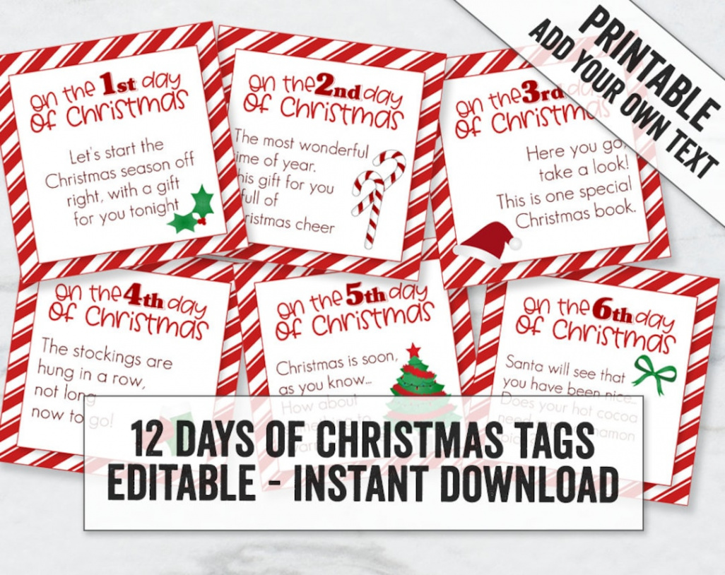 Bearbeitbare Twelve Days of Christmas Printable Tags - Etsy