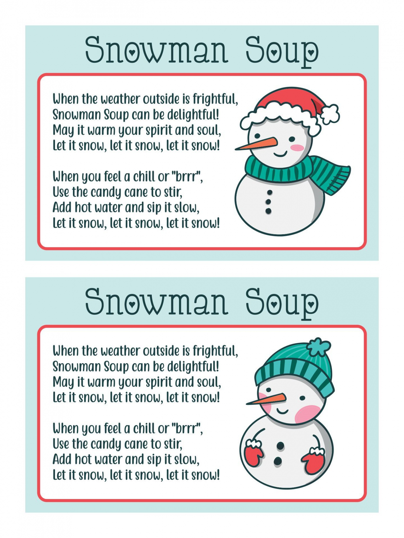 Best Free Printable Snowman Soup Labels PDF for Free at