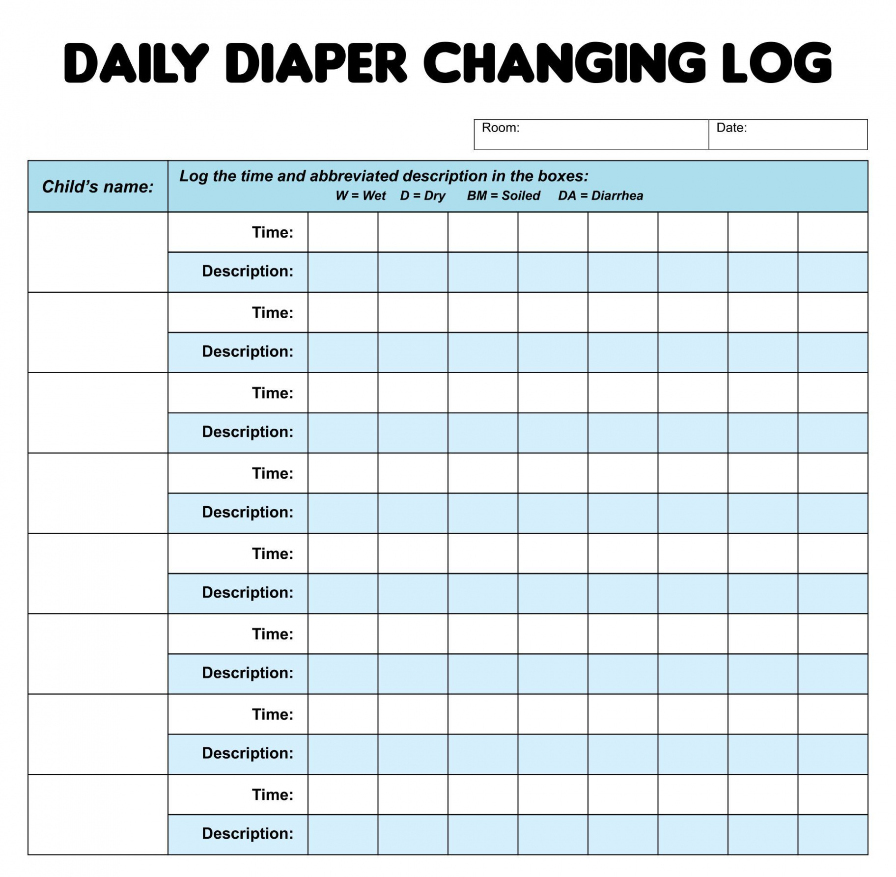 Best Printable Diaper-Changing Log PDF for Free at Printablee