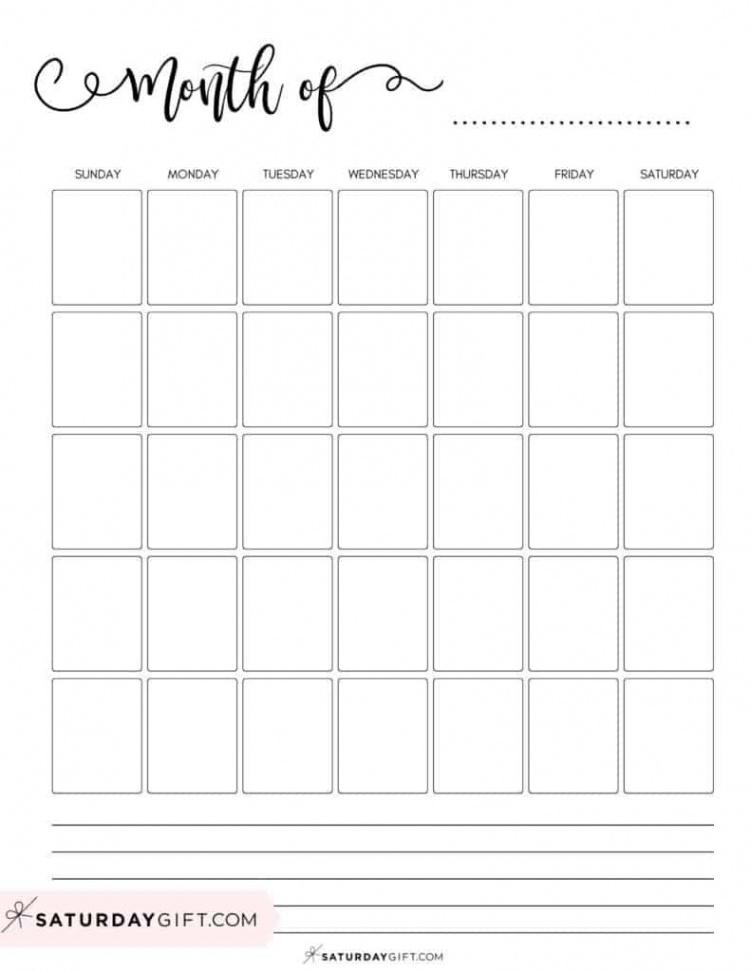 Blank Calendar templates -  Cute & Free Printables