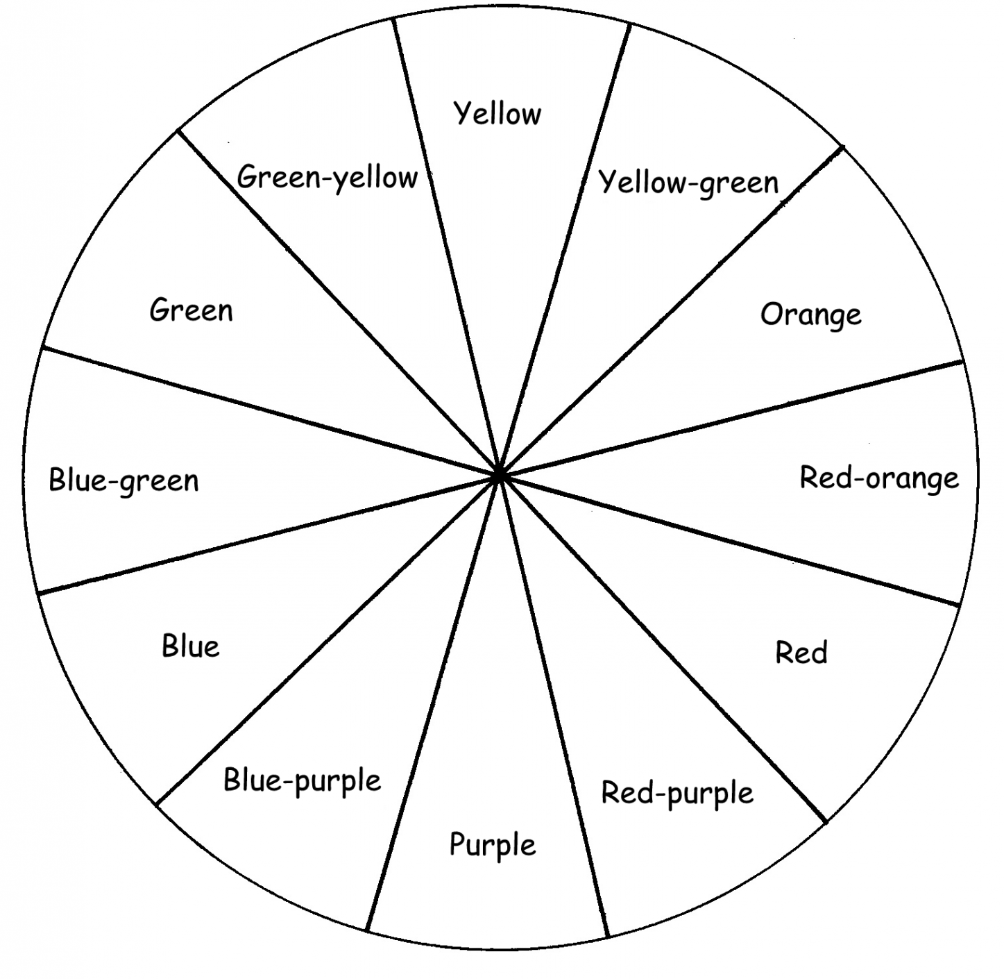 Blank Color Wheel Worksheet  Color wheel worksheet, Color wheel