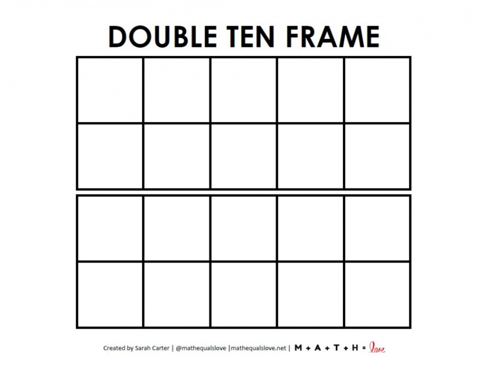 Blank Double Ten Frame Template  Math = Love