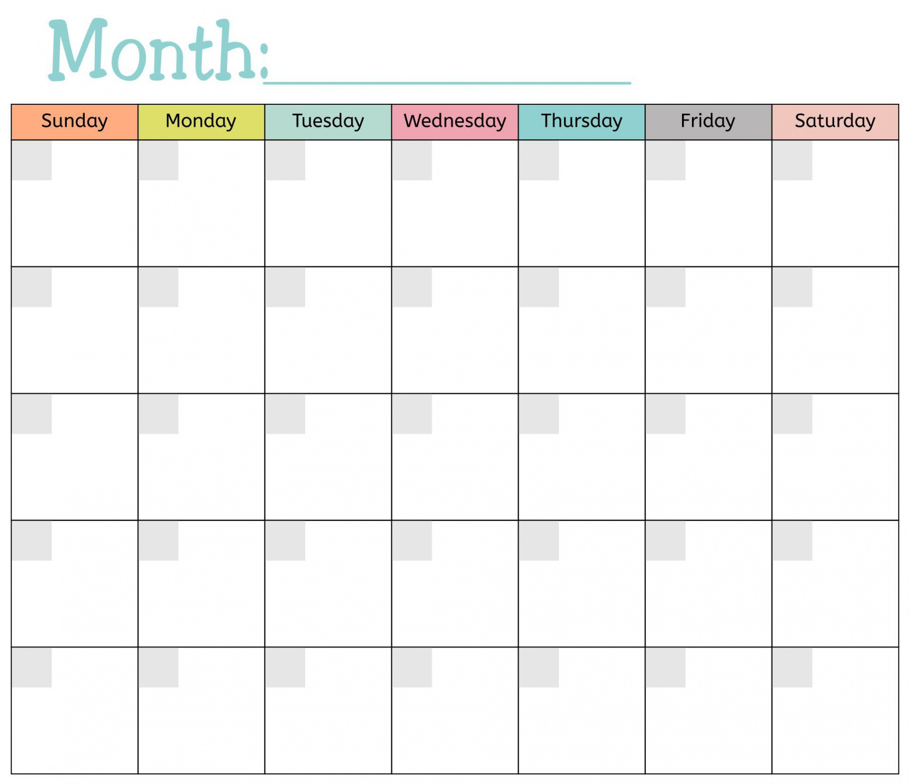 Blank Monthly Calendar Printable Free  Free calendar template