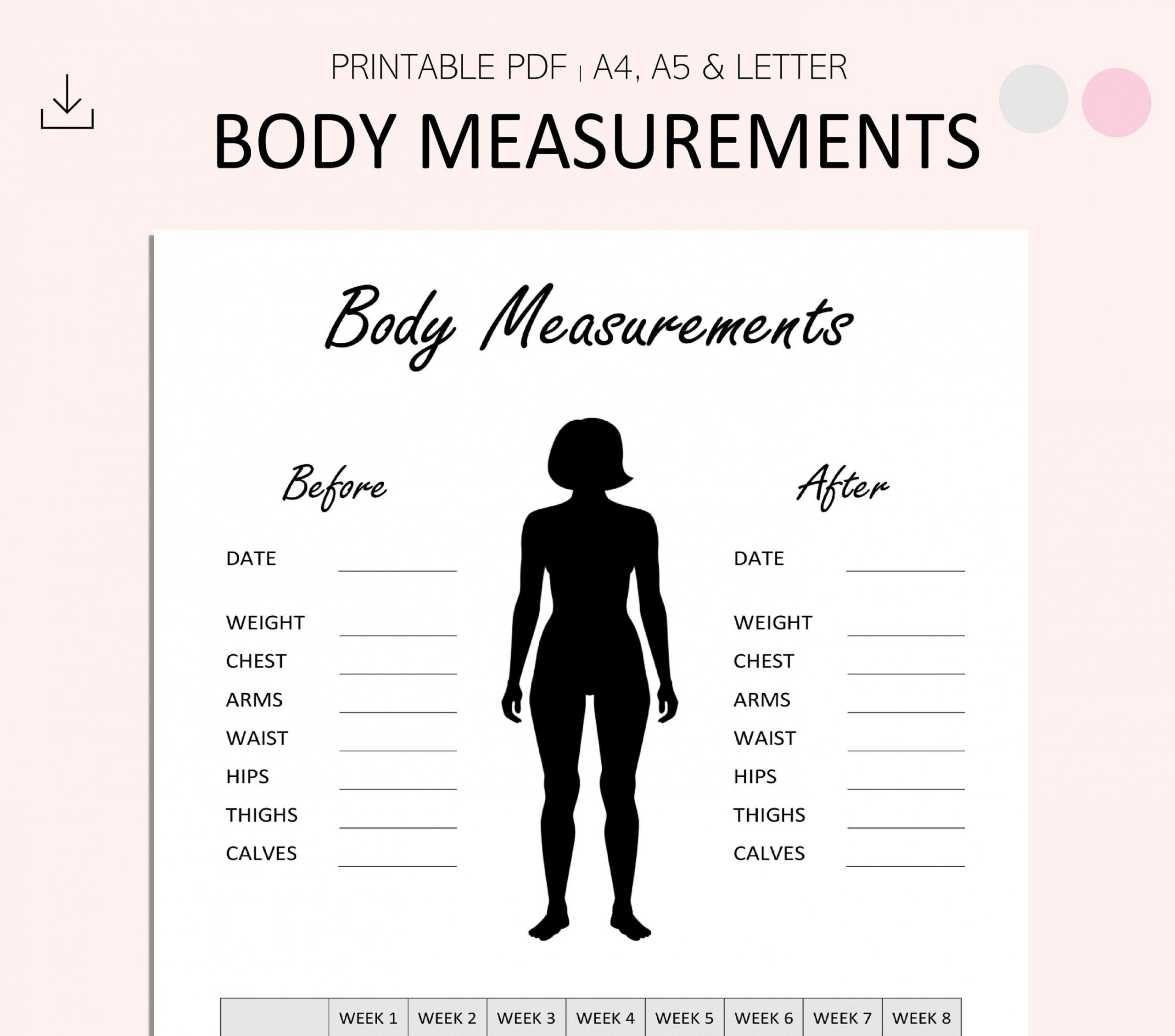 Body Measurement Tracker Body Measurement Chart Weight - Etsy