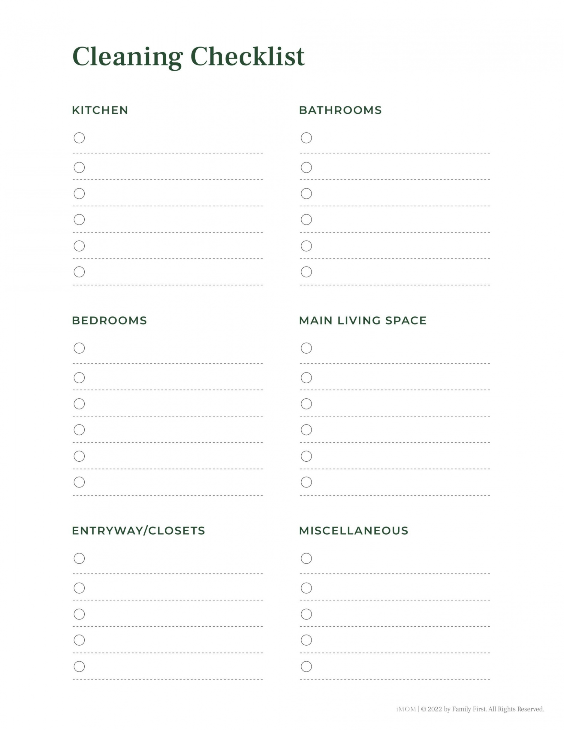 Chore Chart for Adults - iMOM