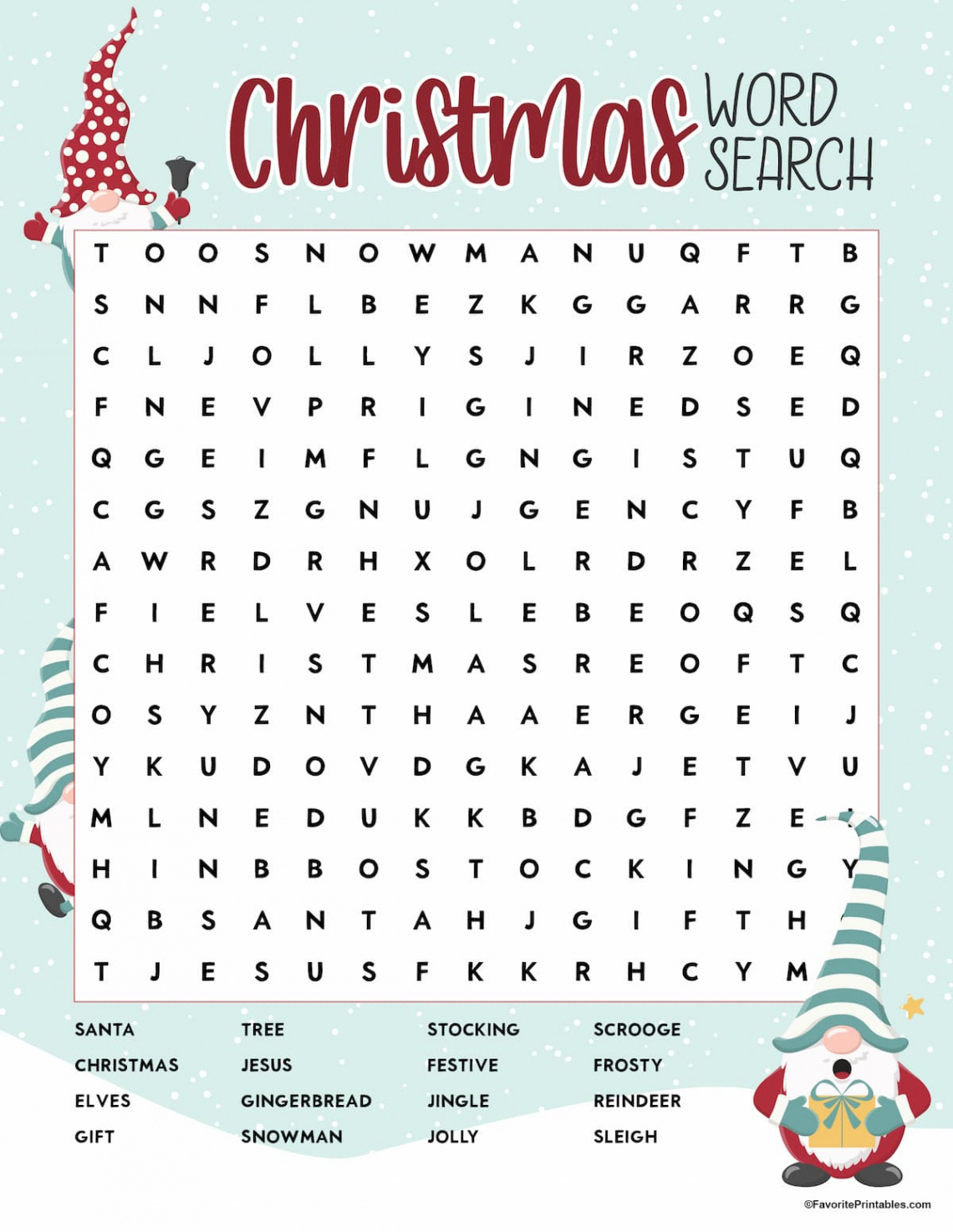 Christmas Word search, FREE printable for kids! - Favorite Printables