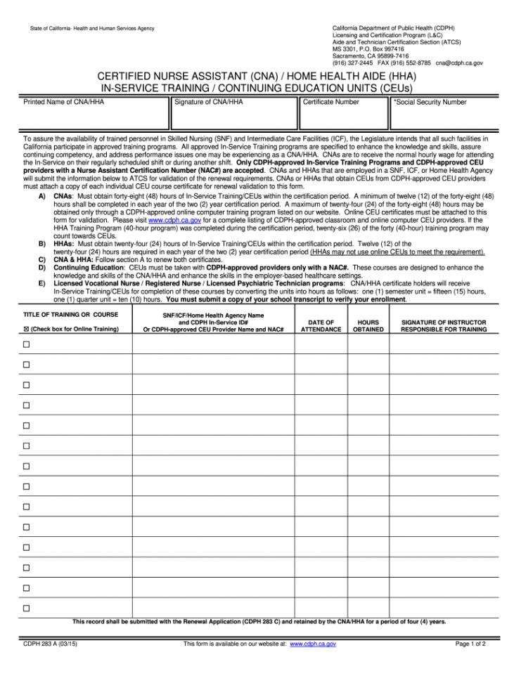 Cna inservice hours form: Fill out & sign online  DocHub