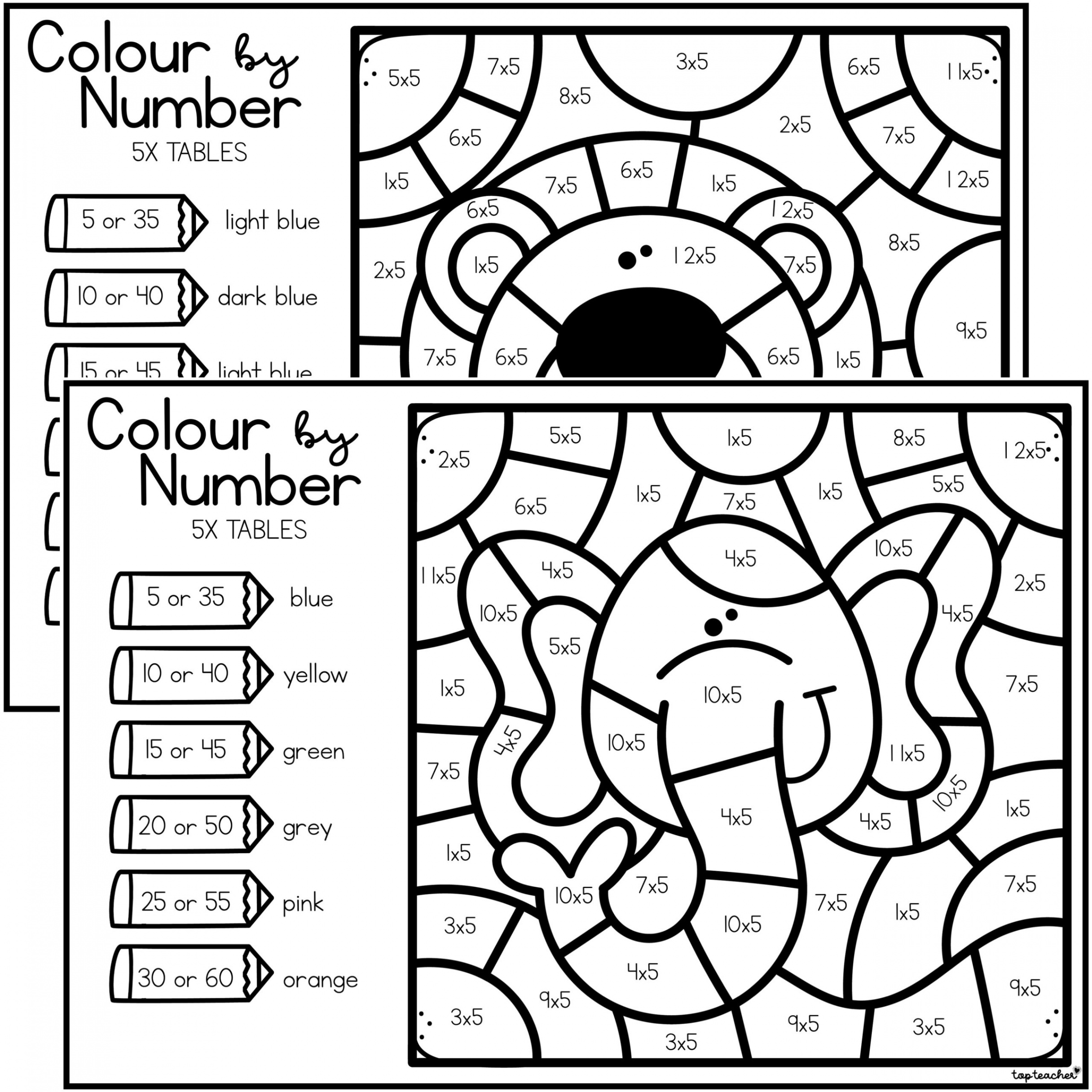 Colour by Number Multiply by  – Top Teacher