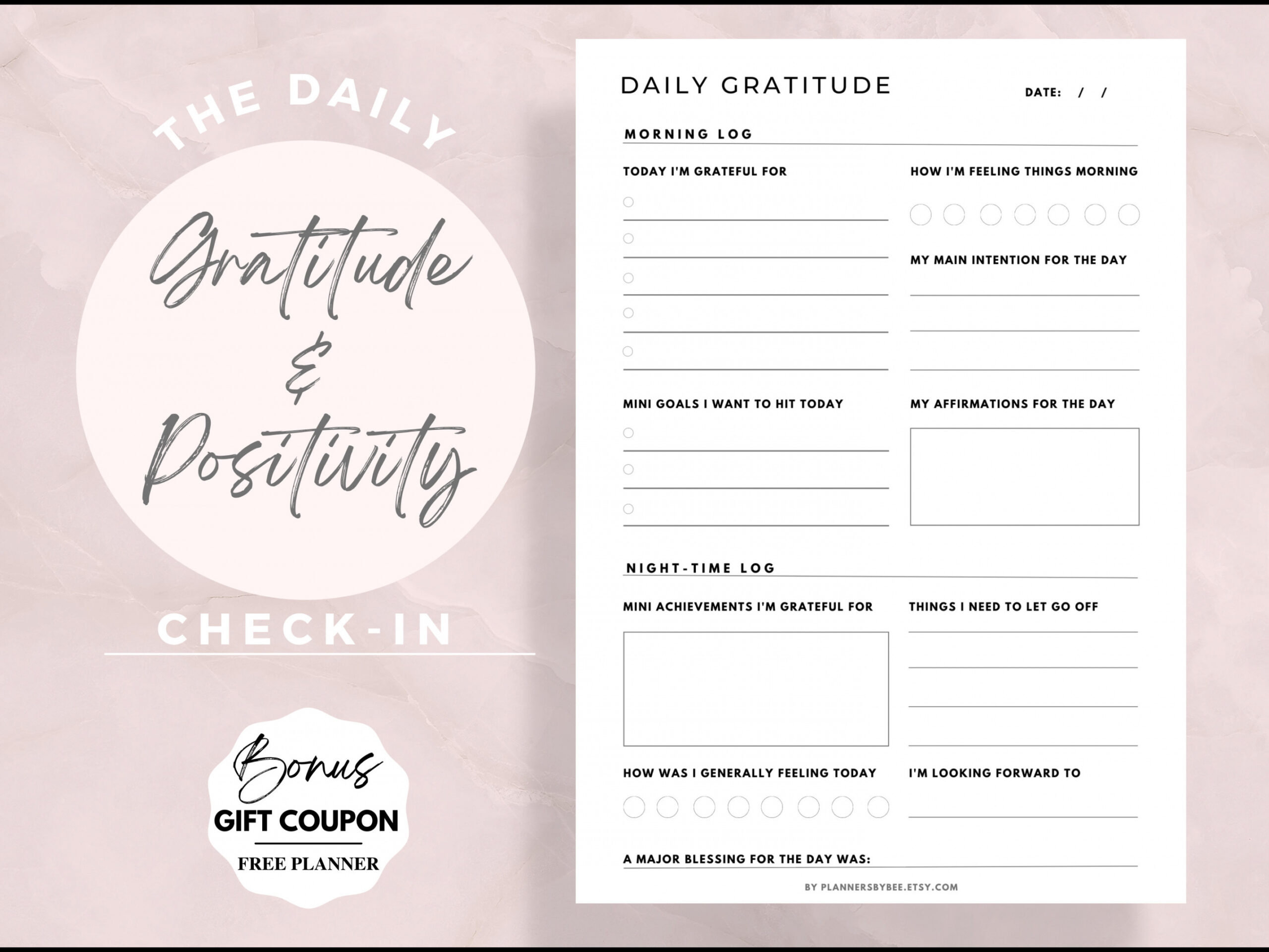 Daily Gratitude Journal Template Daily Reflection Self Care - Etsy