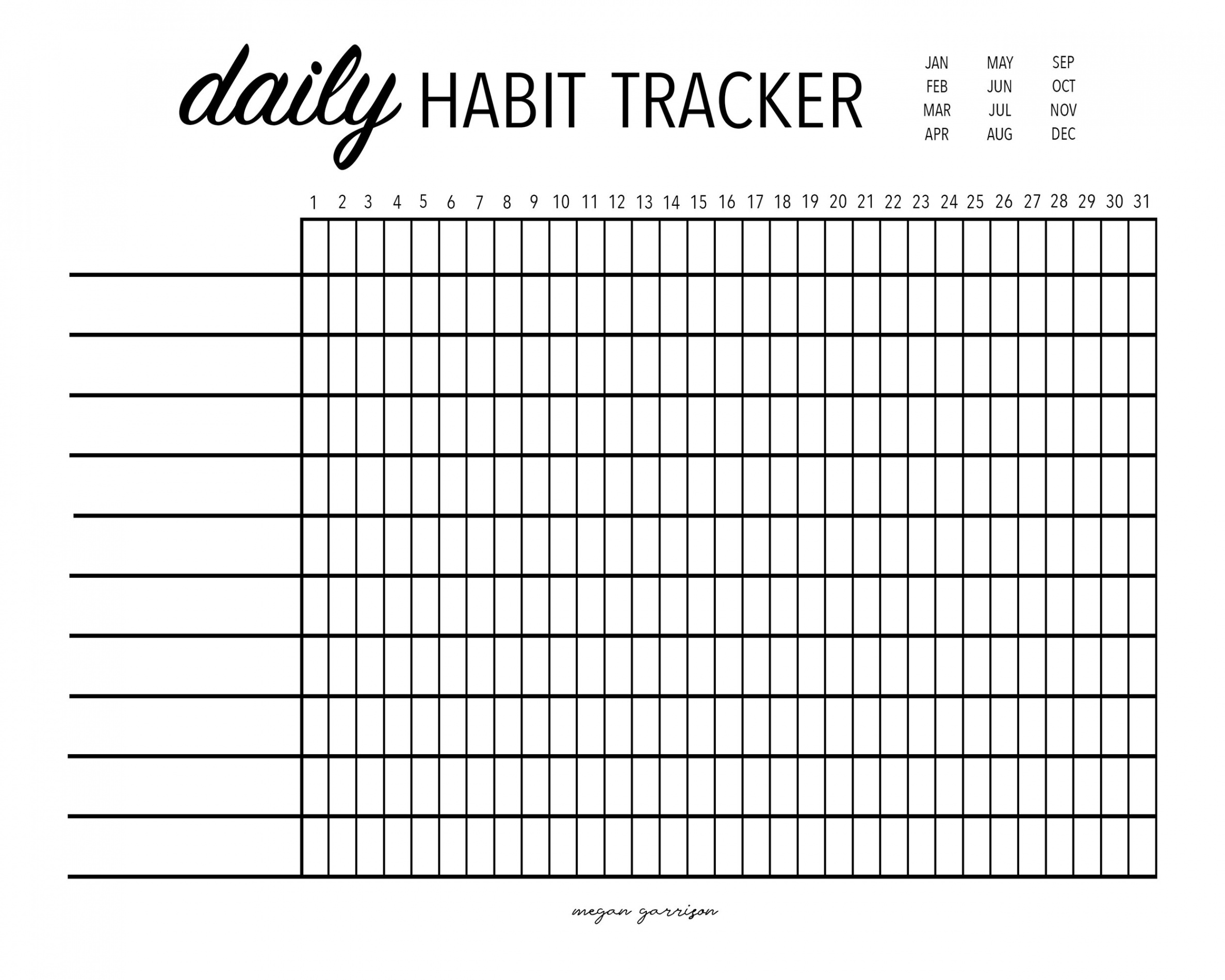 Daily Habit Tracker  Free Printable — Megan Garrison Photography