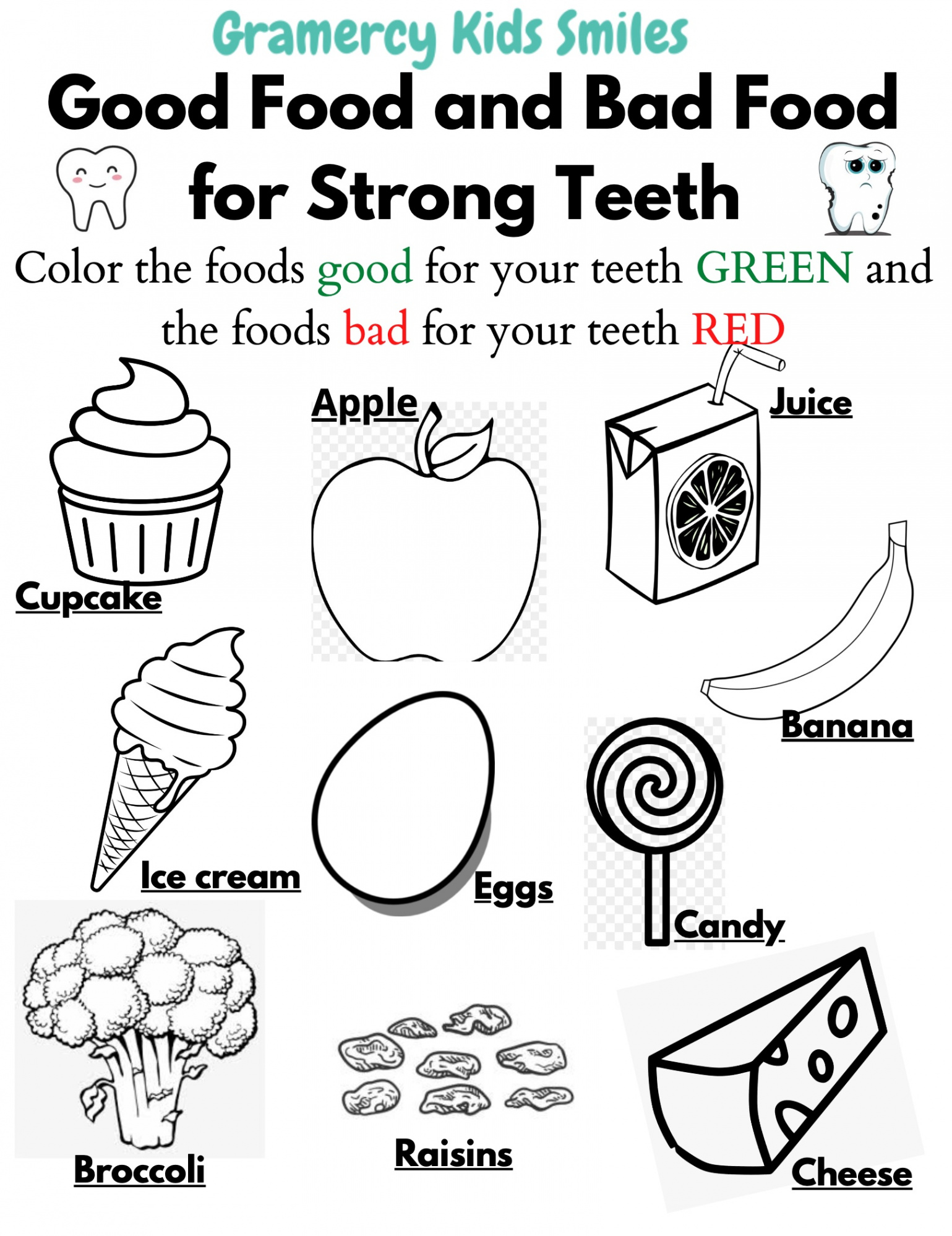 Dental Hygiene Worksheets for Kids  Gramercy Kids Smiles