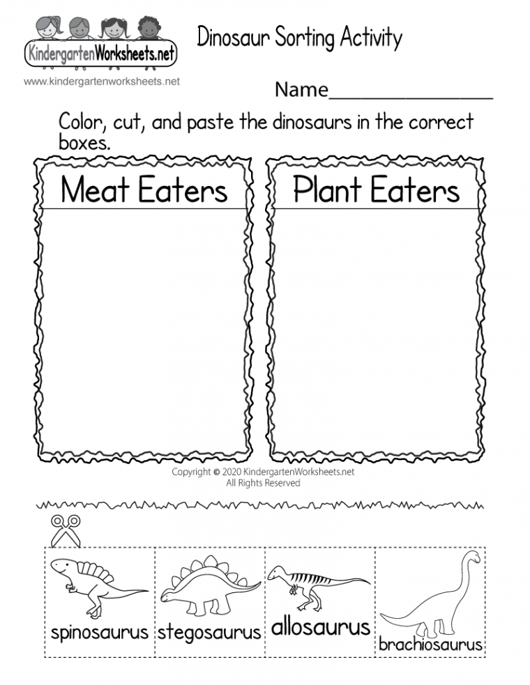 Dinosaur Sorting Activity Worksheet - Free Printable, Digital, & PDF