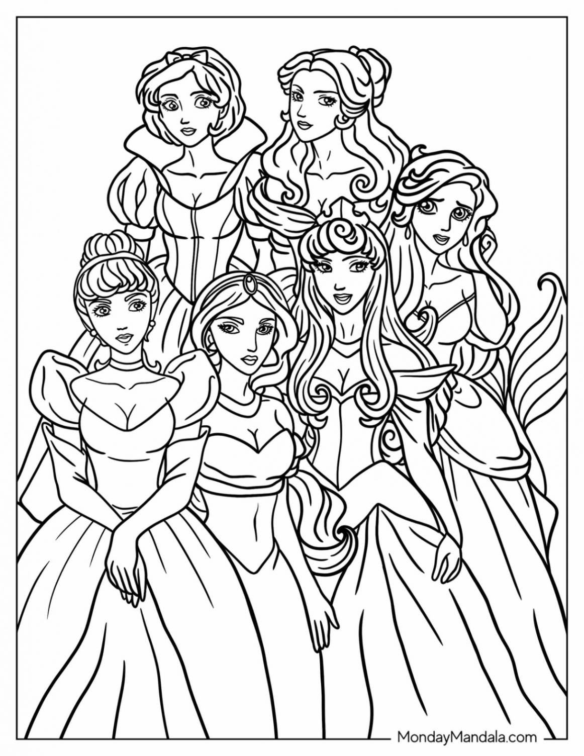 Disney Princess Coloring Pages (Free PDF Printables)