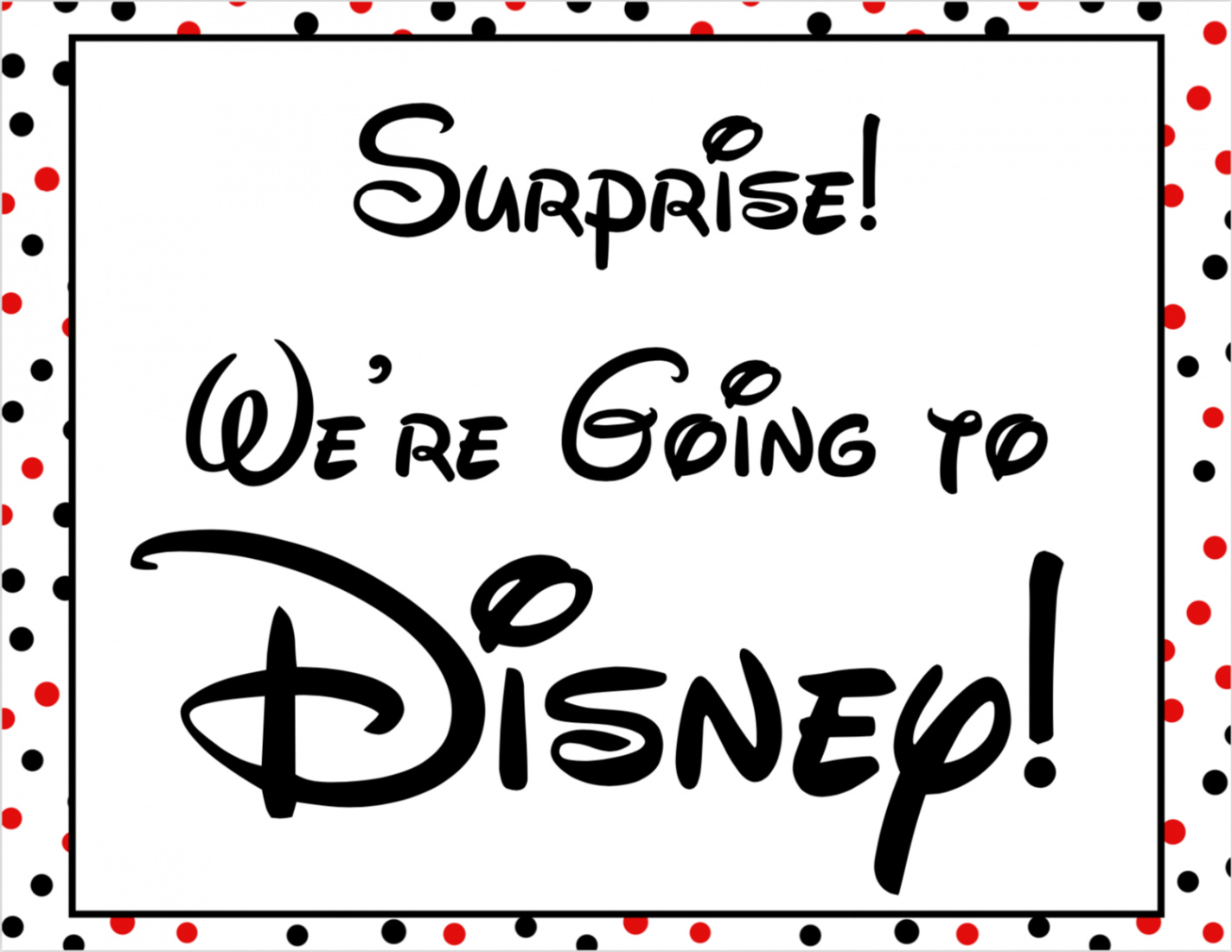 Disney World Surprise Announcement Sign with Countdown and Fake