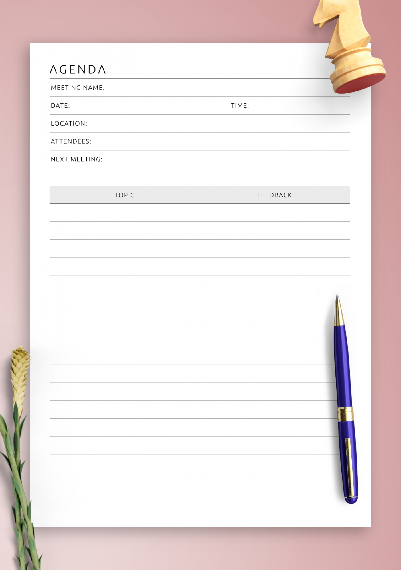 Download Printable Team Meeting Notes Template PDF