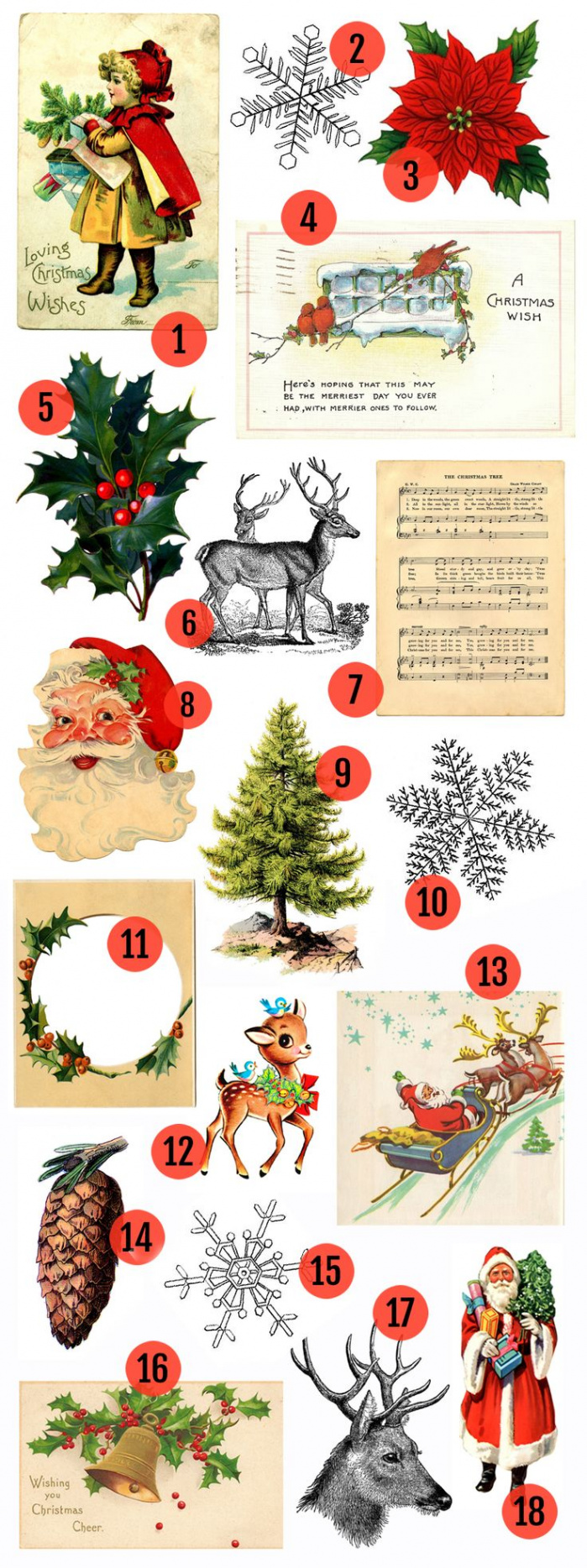 Festive Christmas Printables & Vintage Clip Art Delights