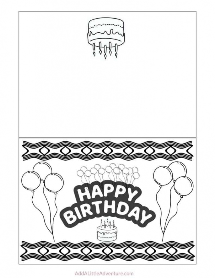 Foldable Printable Birthday Cards to Color - Add A Little