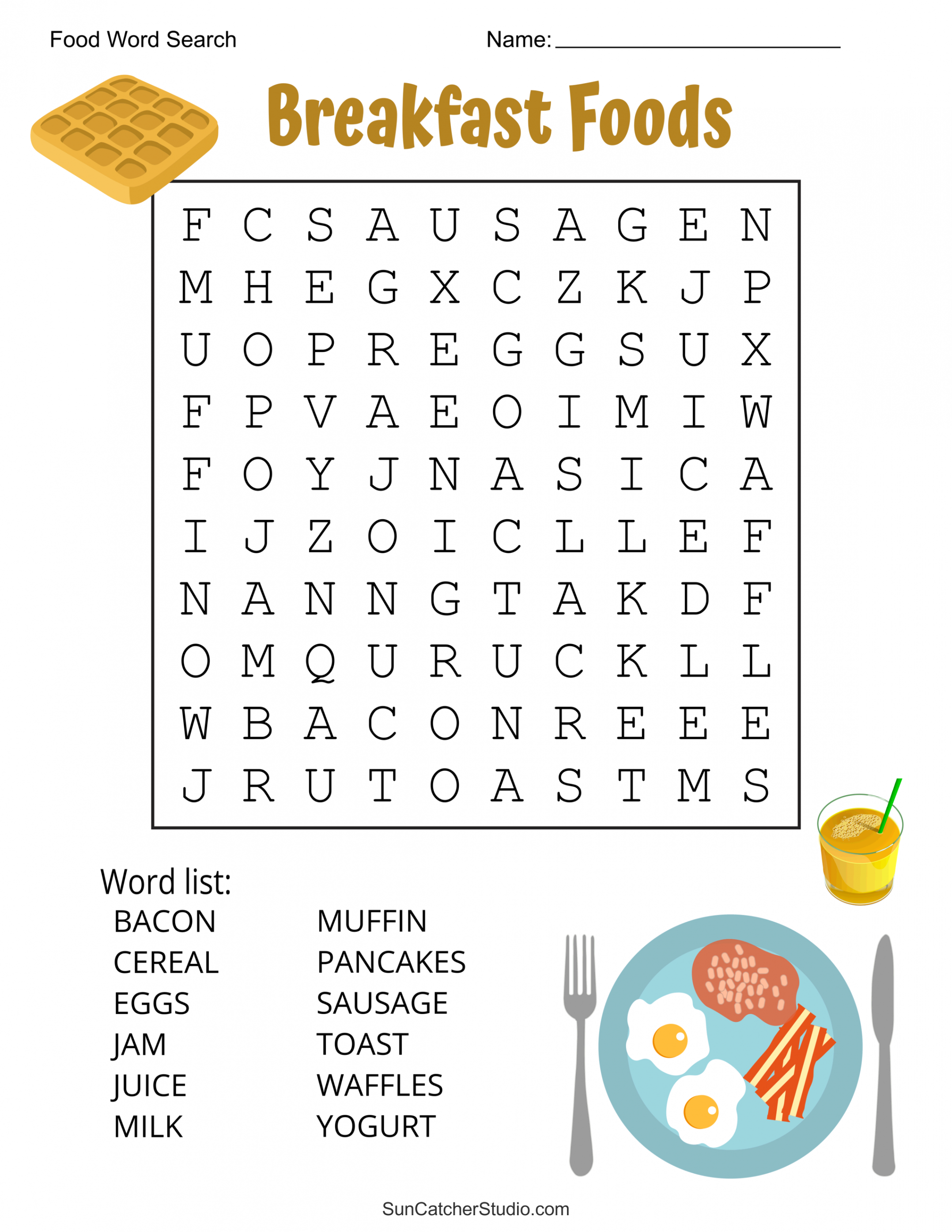 Food Word Search (Free Printable Puzzles) – DIY Projects, Patterns