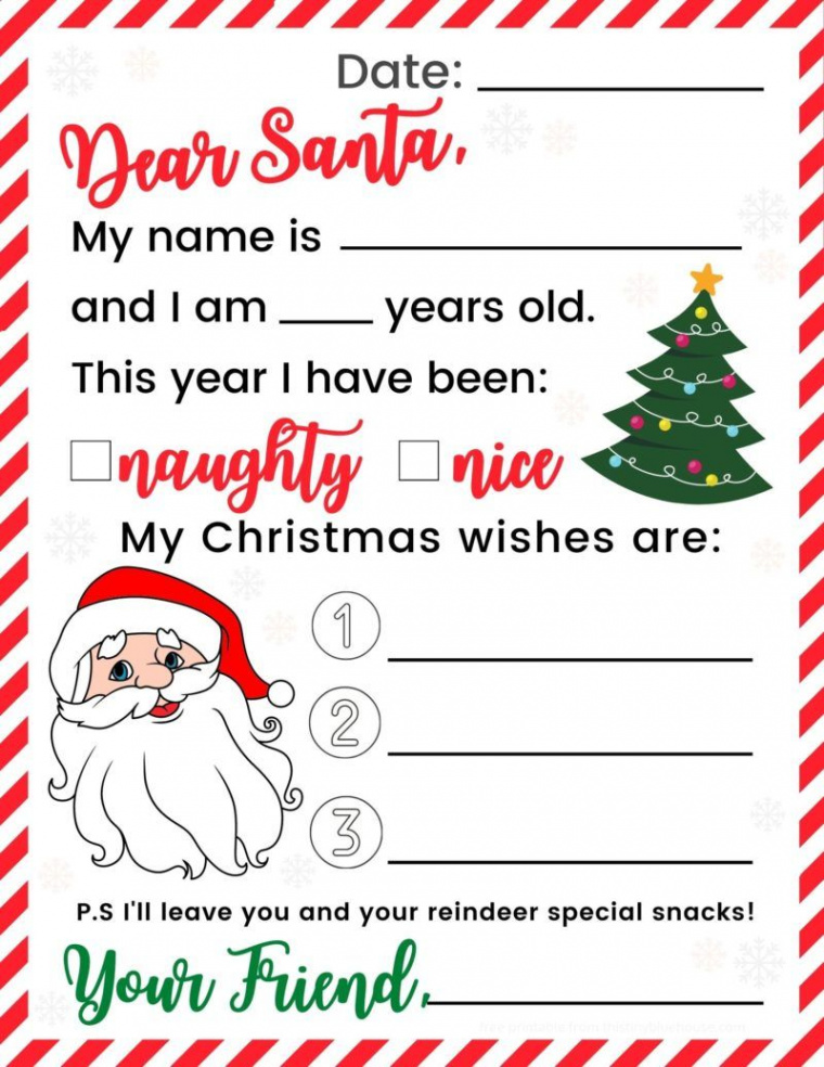 Free Adorable Printable Letter To Santa (+ Bonus Mailing Label