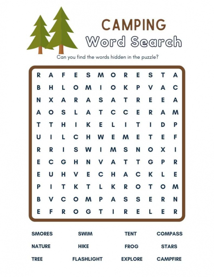 Free Camping Word Search Printables (Easy and Hard) - Fox Farm Home