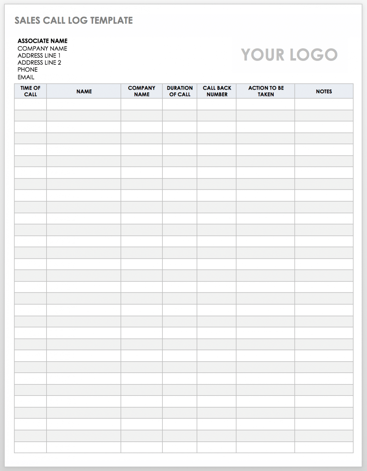 Free Client Call Log Templates  Smartsheet