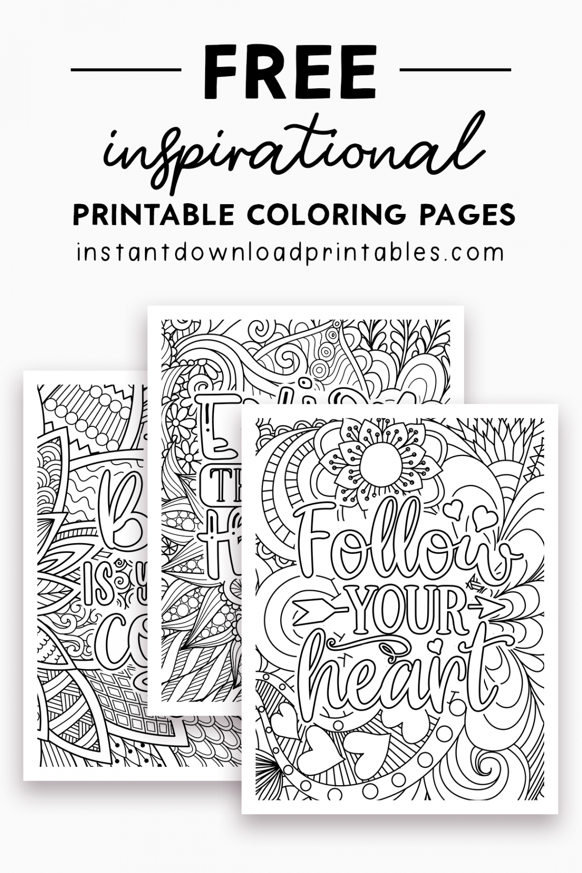 Free Inspirational Quotes Adult Coloring Pages Intricate Stress