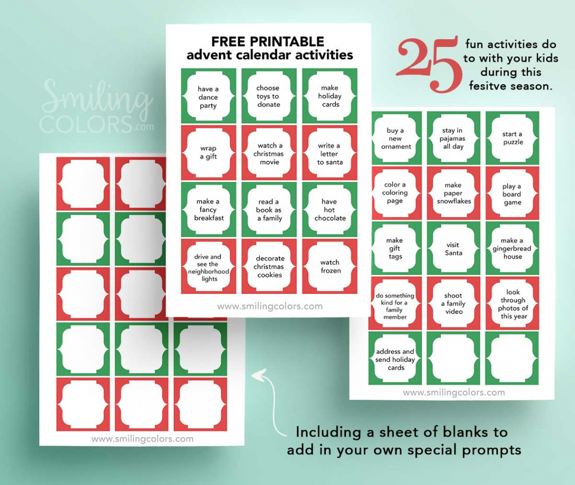 FREE PRINTABLE Advent Calendar:  ideas for family time!