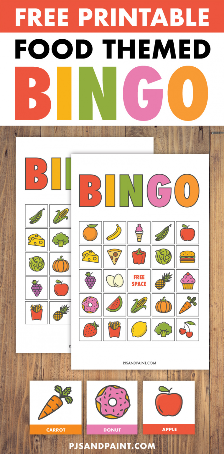 Free Printable Bingo for Kids - Food Themed - Pjs and Paint